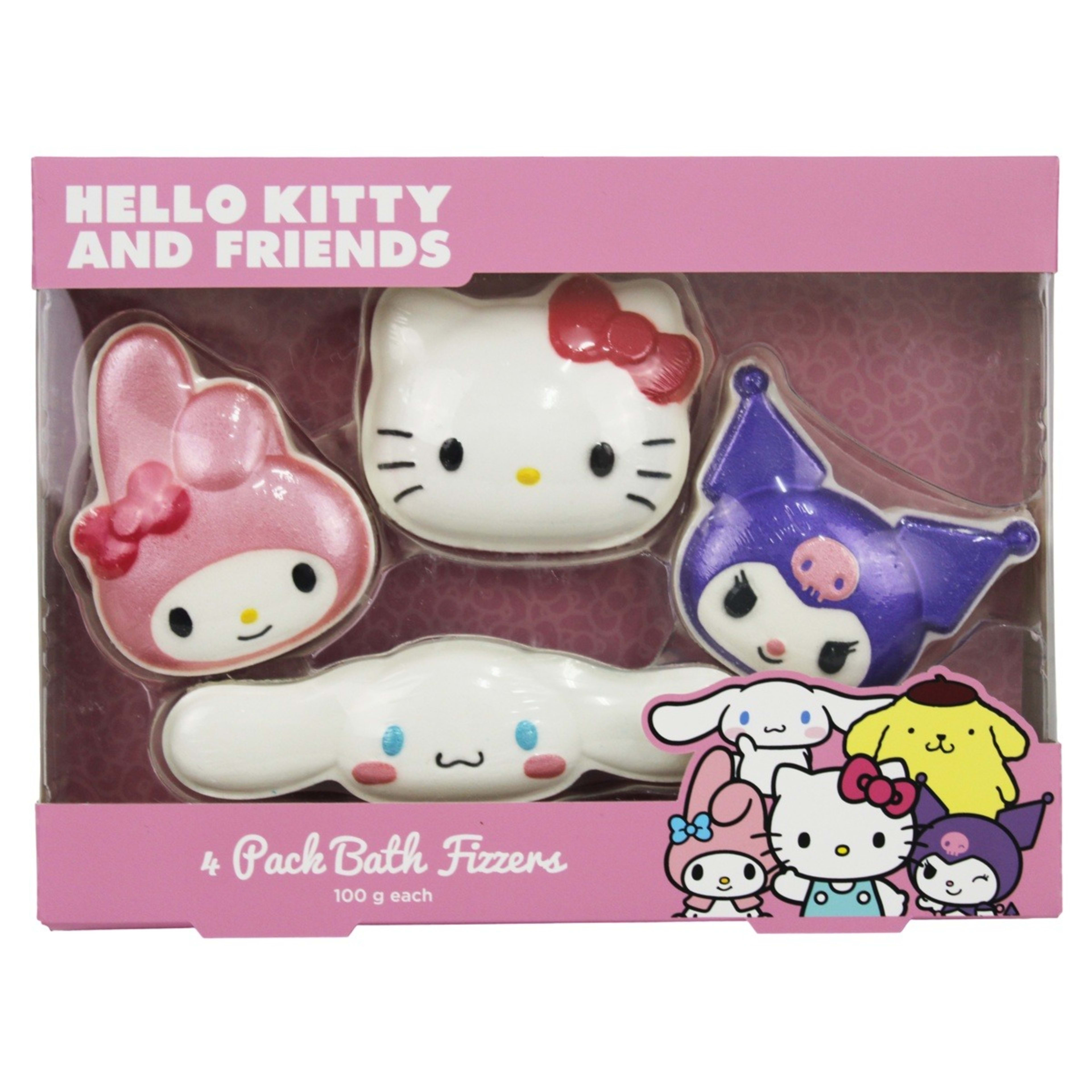 4 Pack Hello Kitty and Friends Bath Fizzers 100g