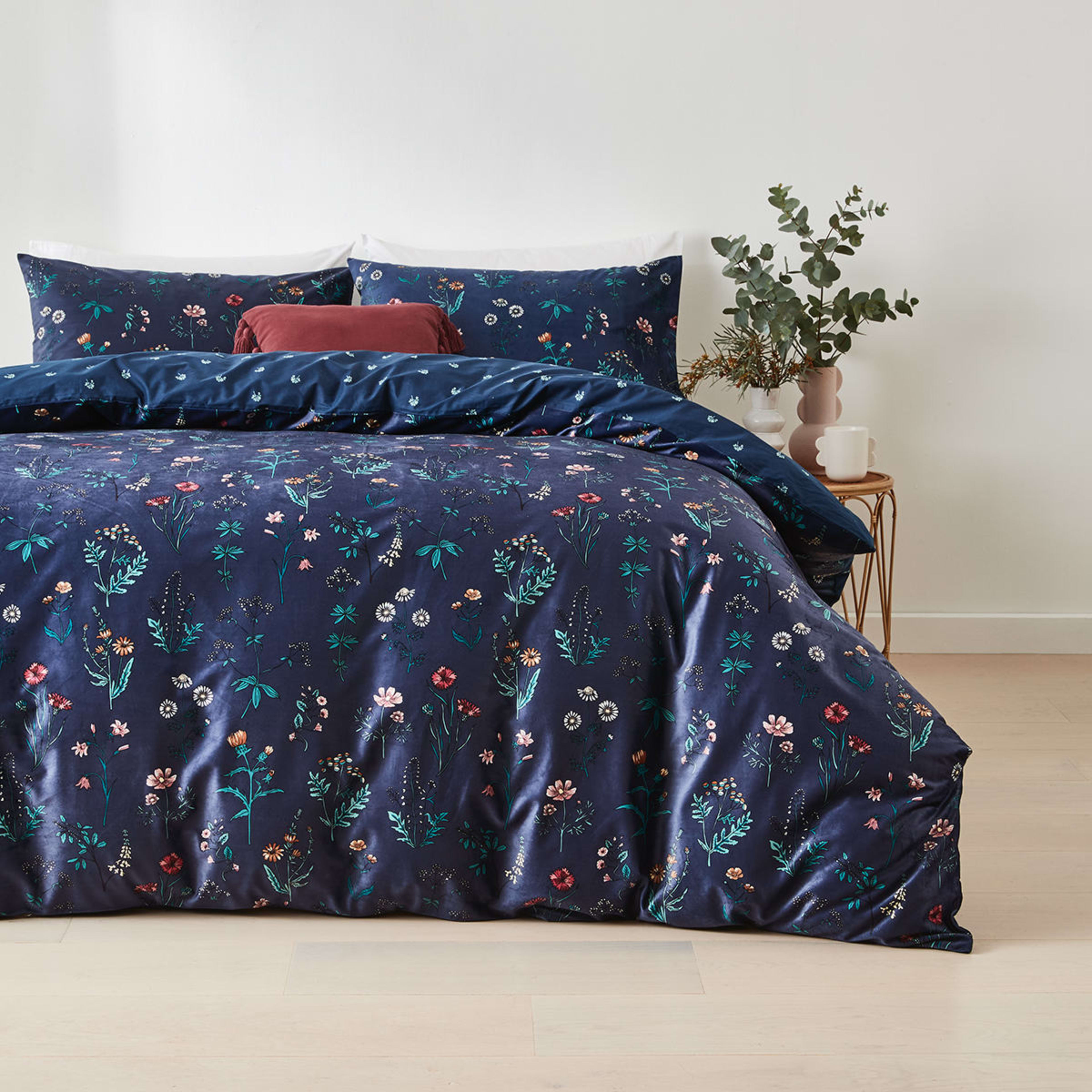 Clementine Quilt Cover Set Double Bed, Blue Kmart