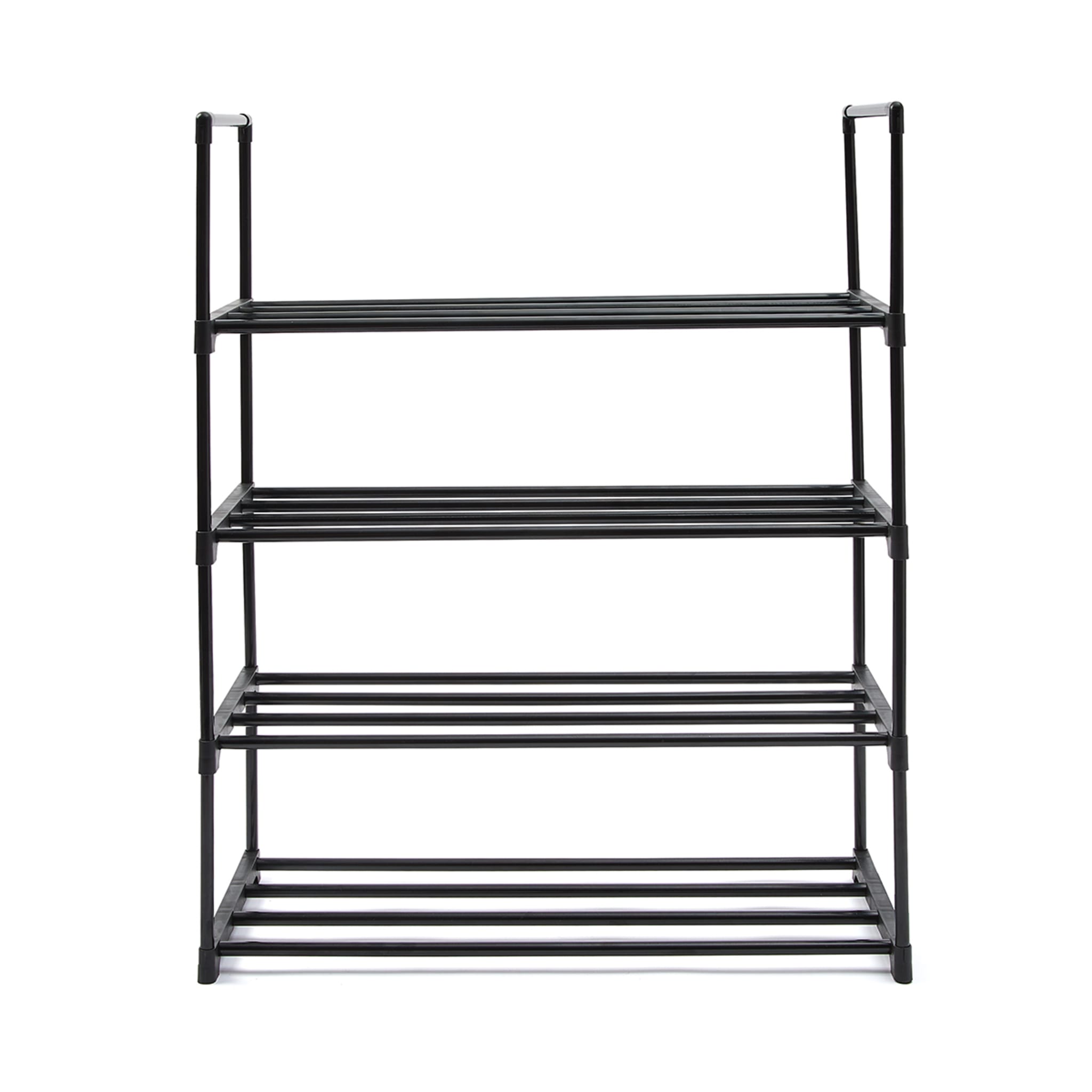 4 Tier Stackable Black Shoe Rack Kmart