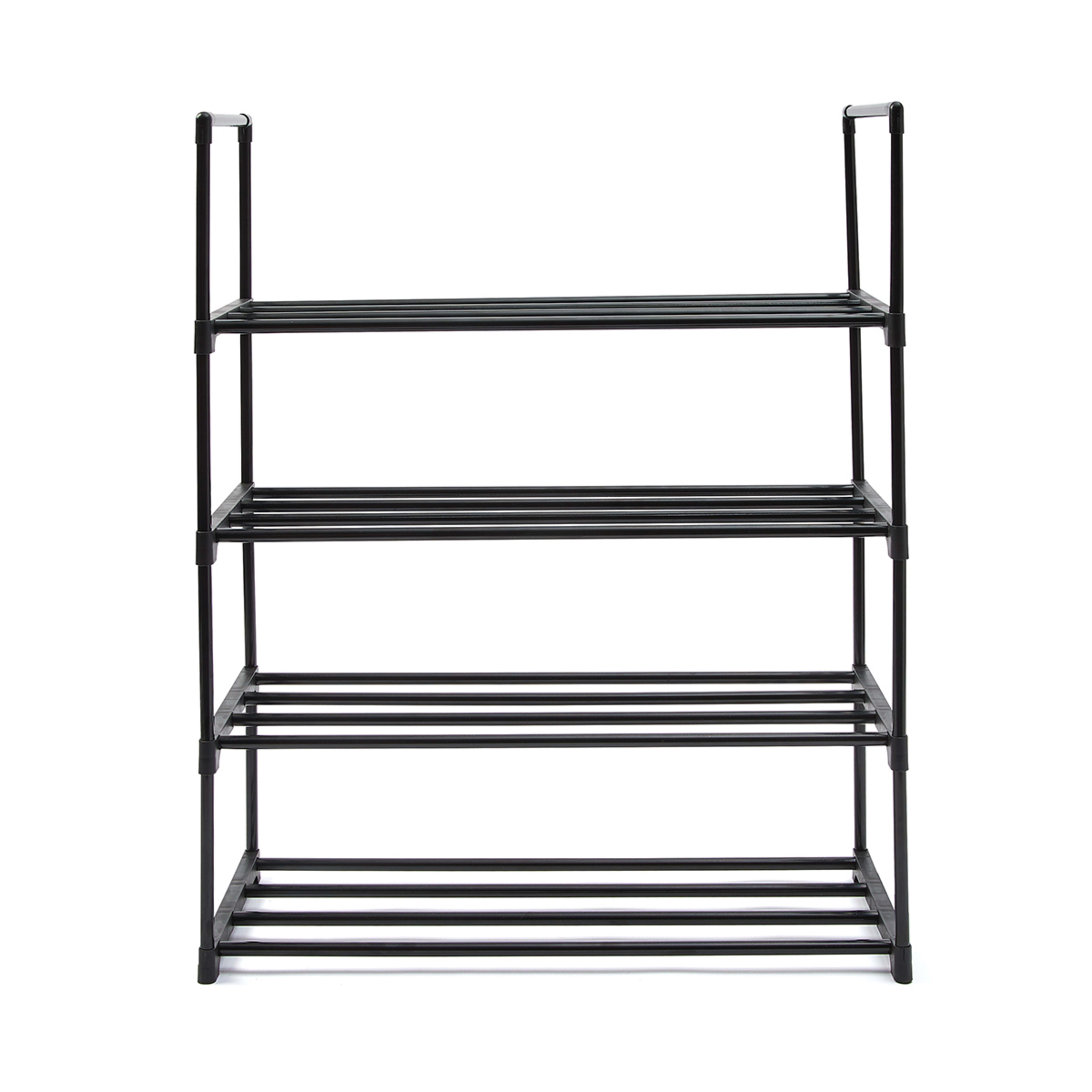 4 Tier Stackable Black Shoe Rack Kmart