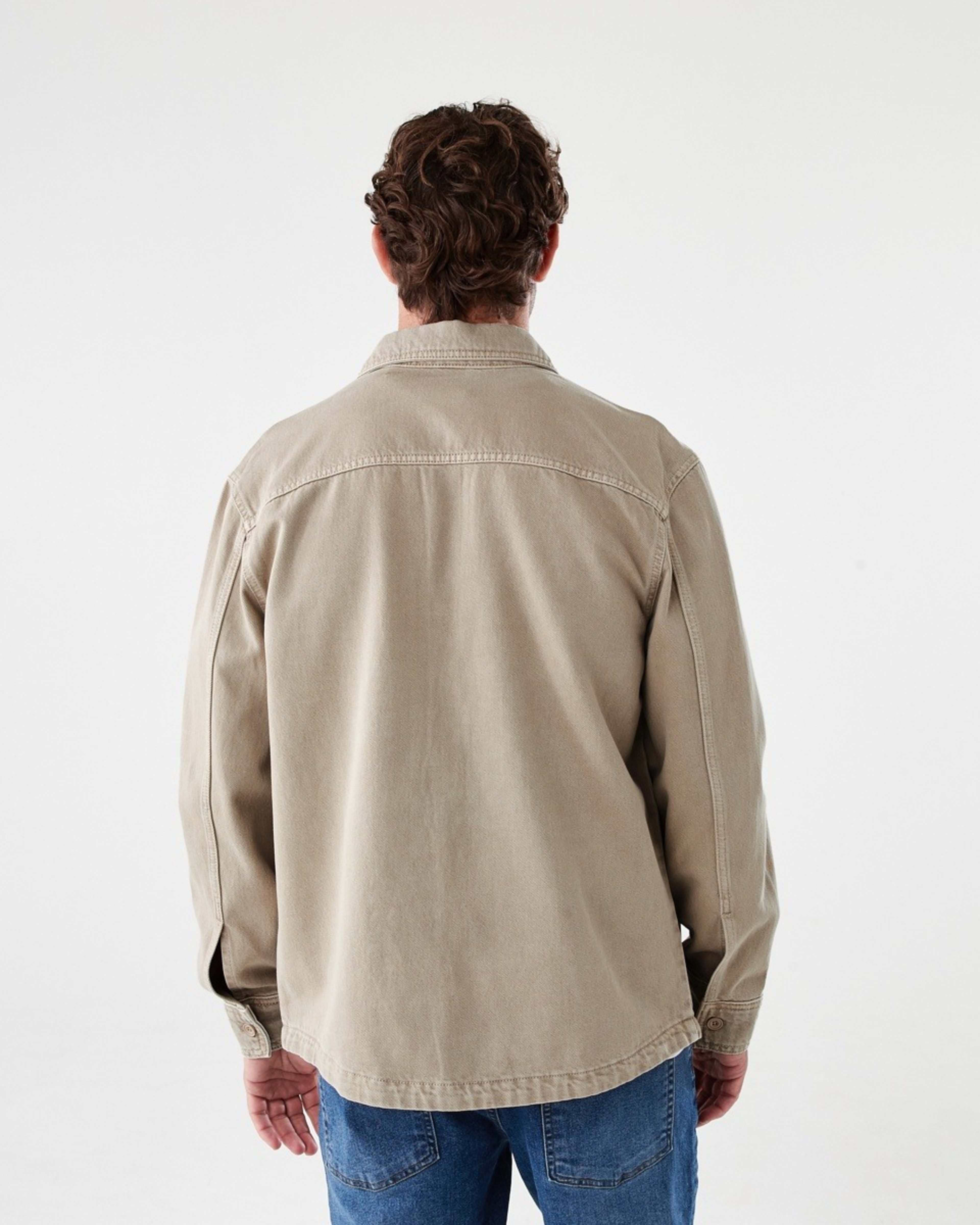 4 Long Sleeve Denim Overshirt WASHED BEIGE, 4 of 7