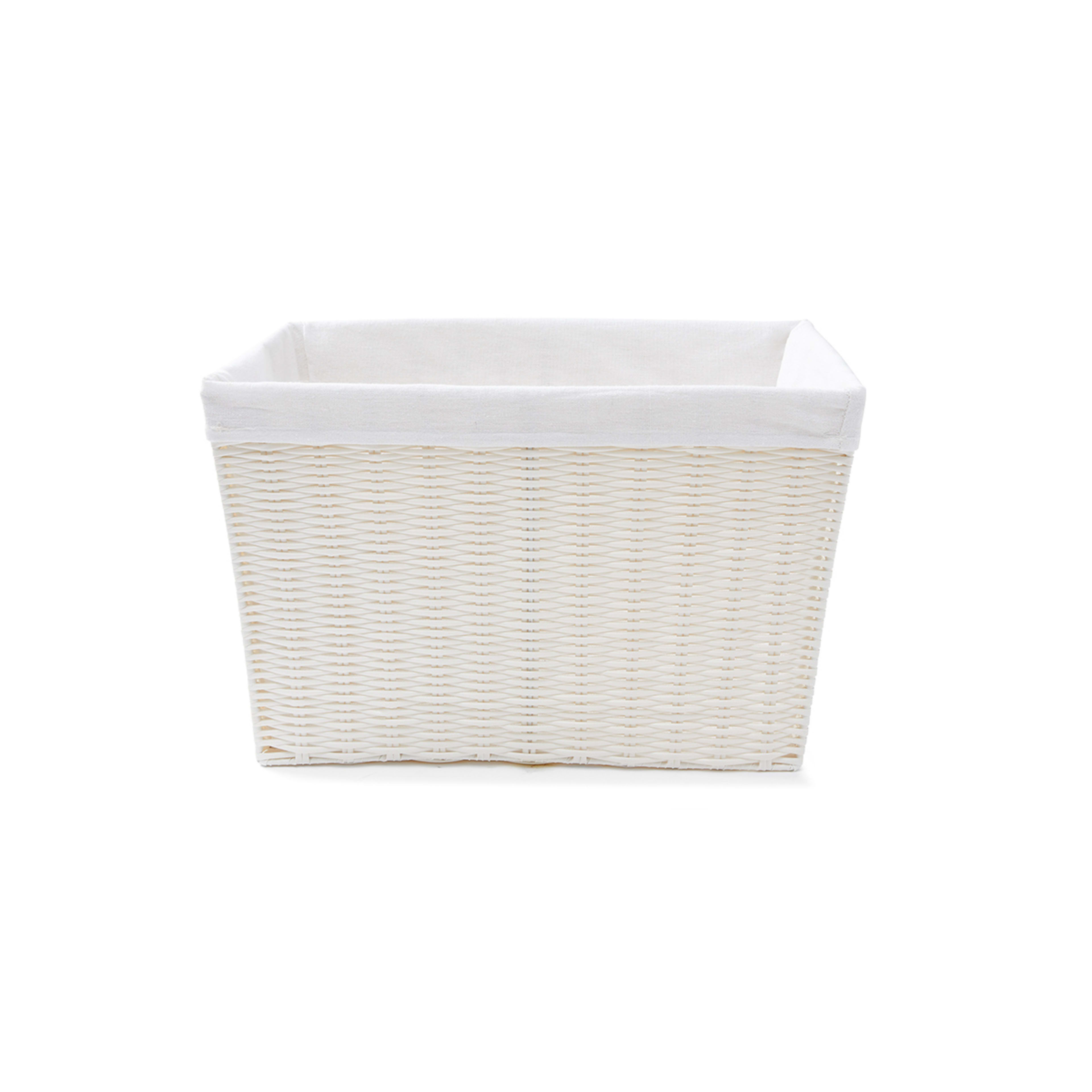 3 Rattan Look Basket with Liner - Large, White, 3 of 8