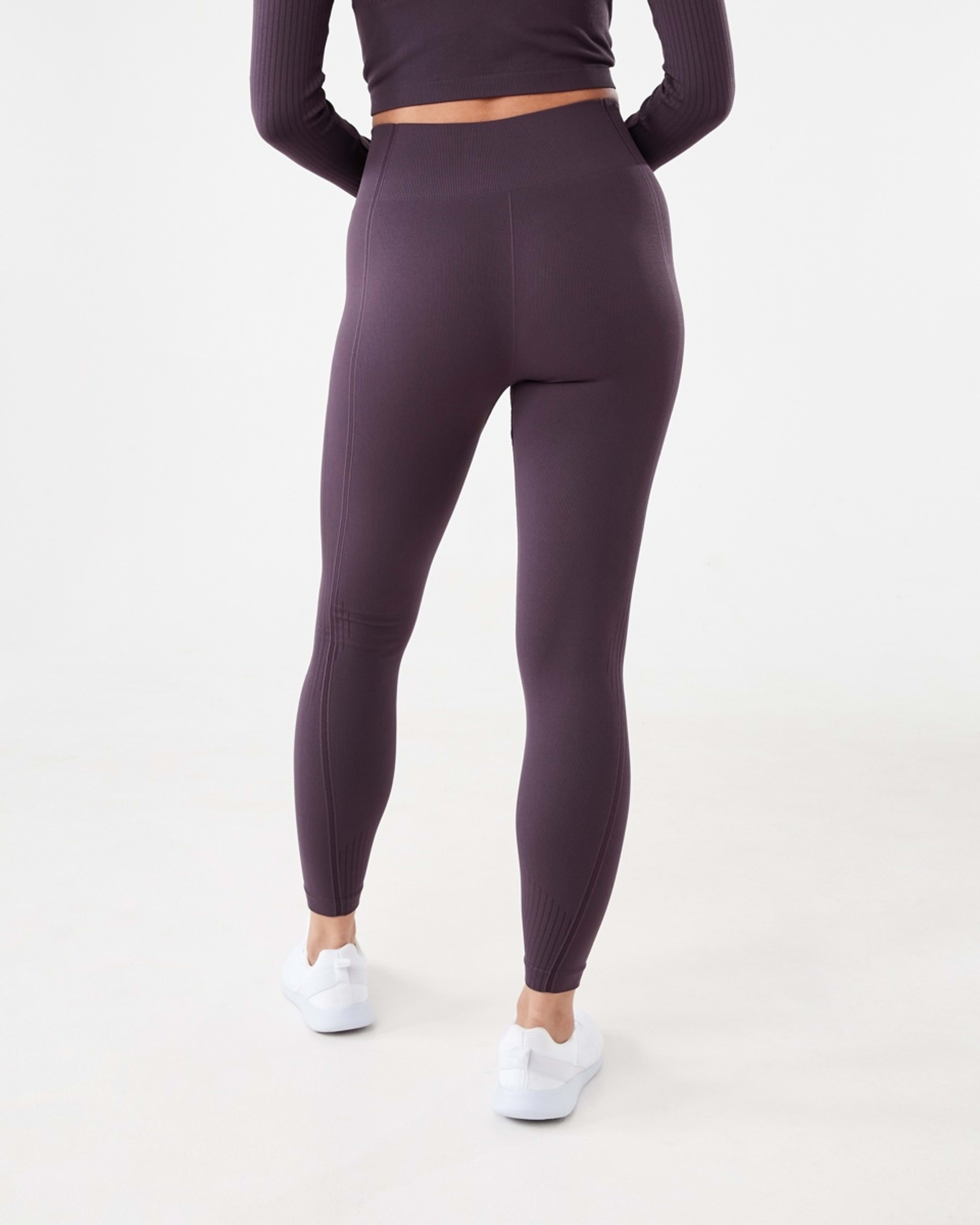 3 Active Womens Seamfree Ribbed Panel Leggings Pur Rasin, 3 of 5