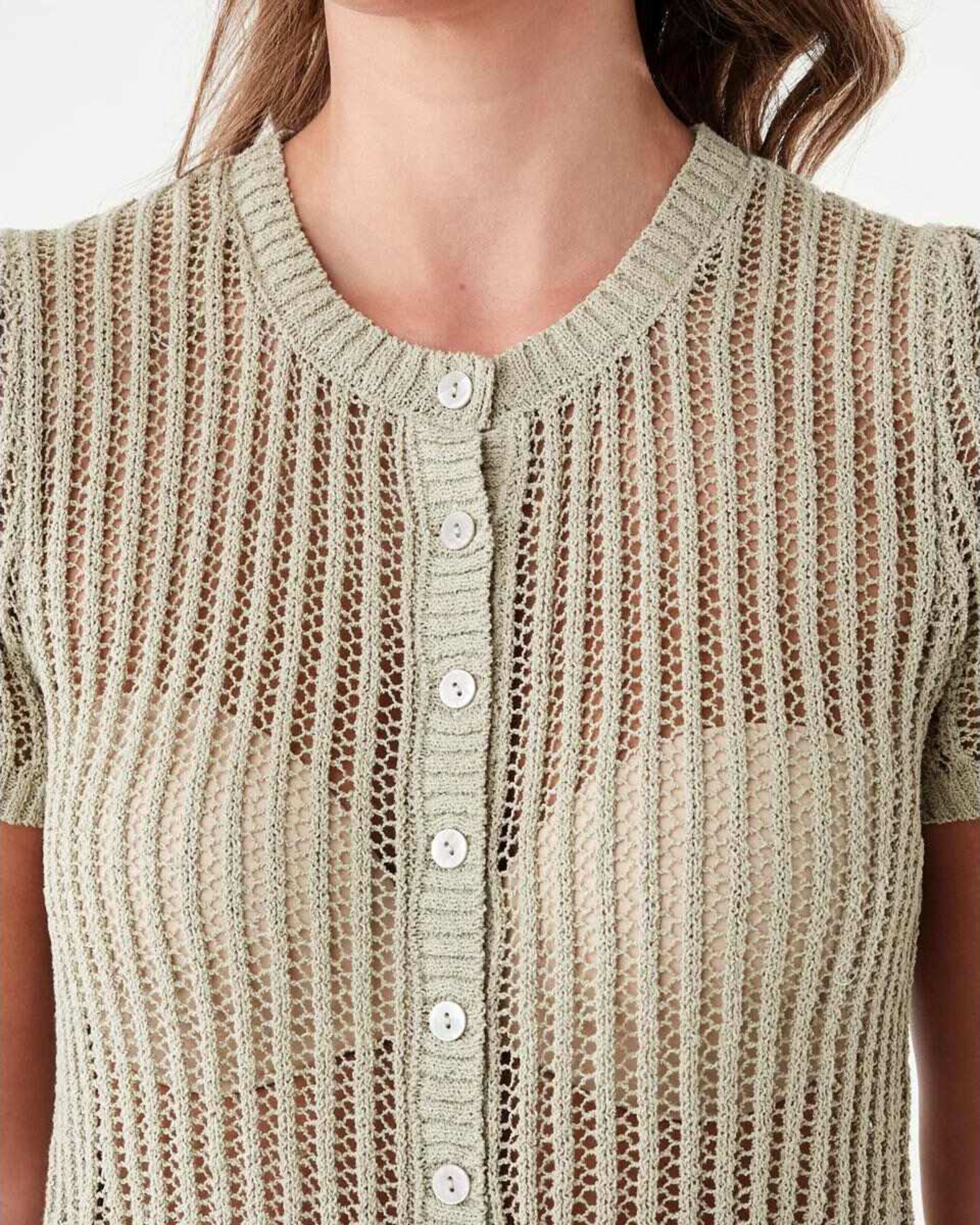 5 Short Sleeve Waist Tie Top Elm Green, 5 of 7