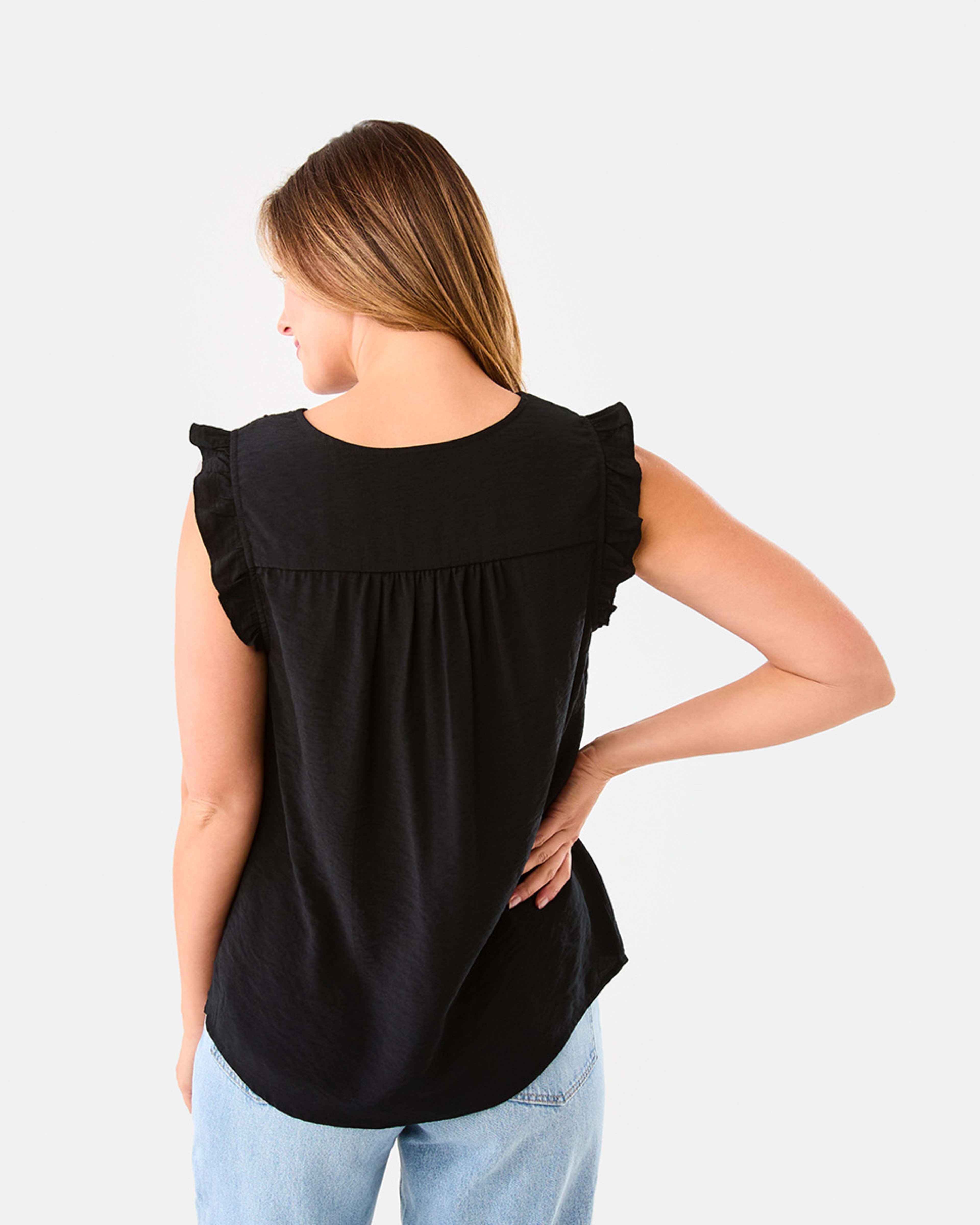 3 Sleeveless Frill Top Black, 3 of 6