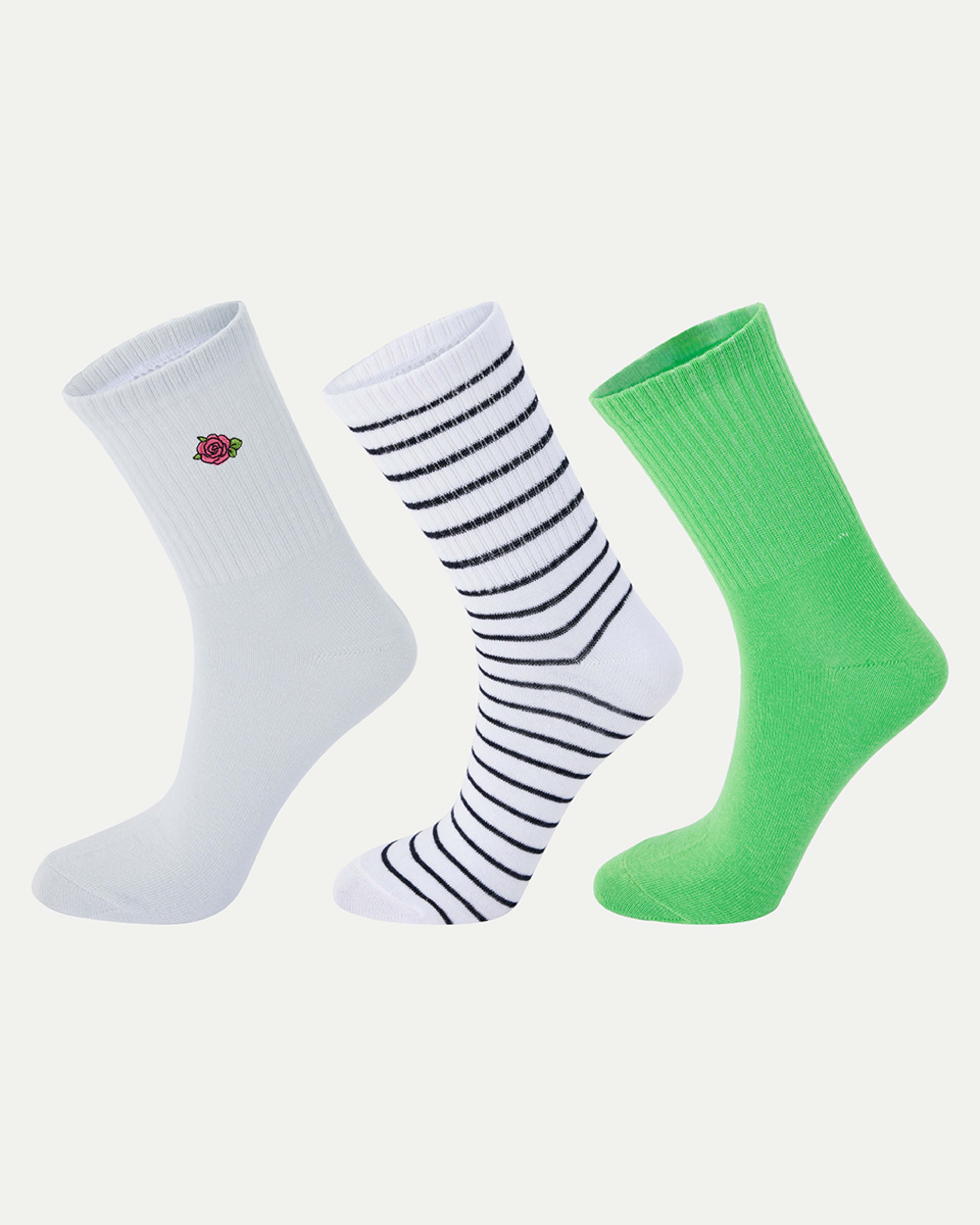 1 3 Pack Rib Quarter Crew Socks Rose