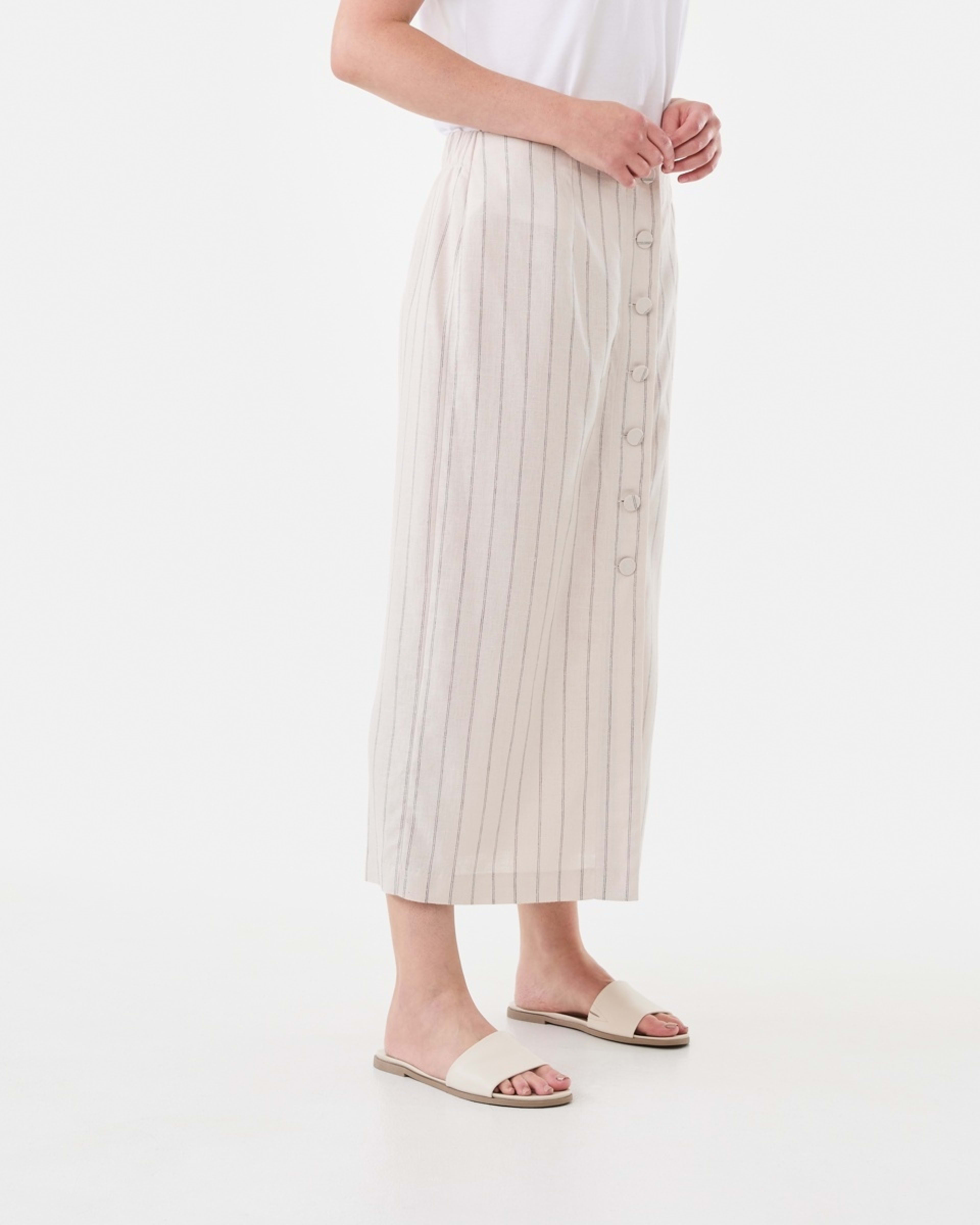 2 Button Through Midi Skirt Dot Stripe, 2 of 4