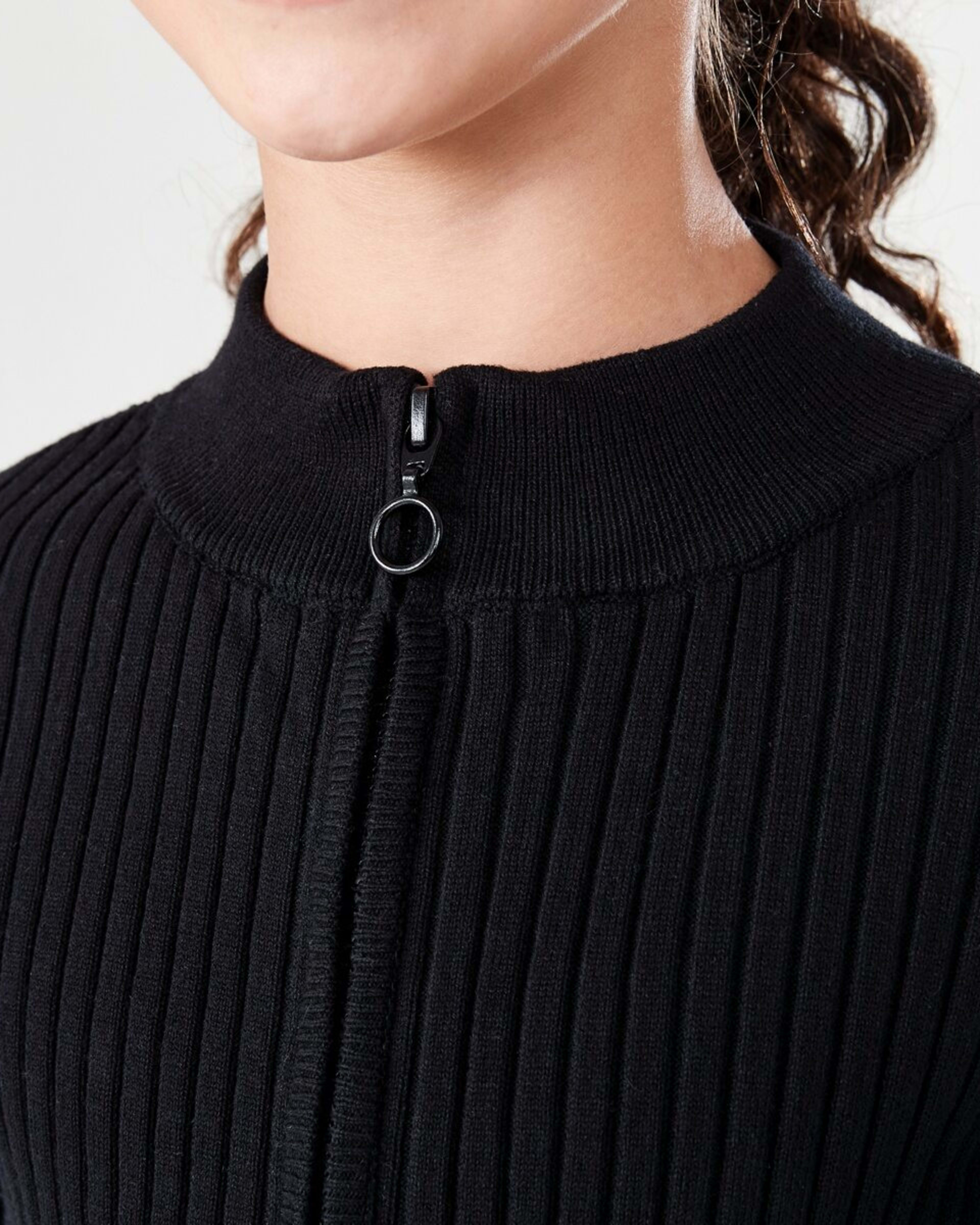 3 Rib Zip Through Cardigan BLACK, 3 of 7