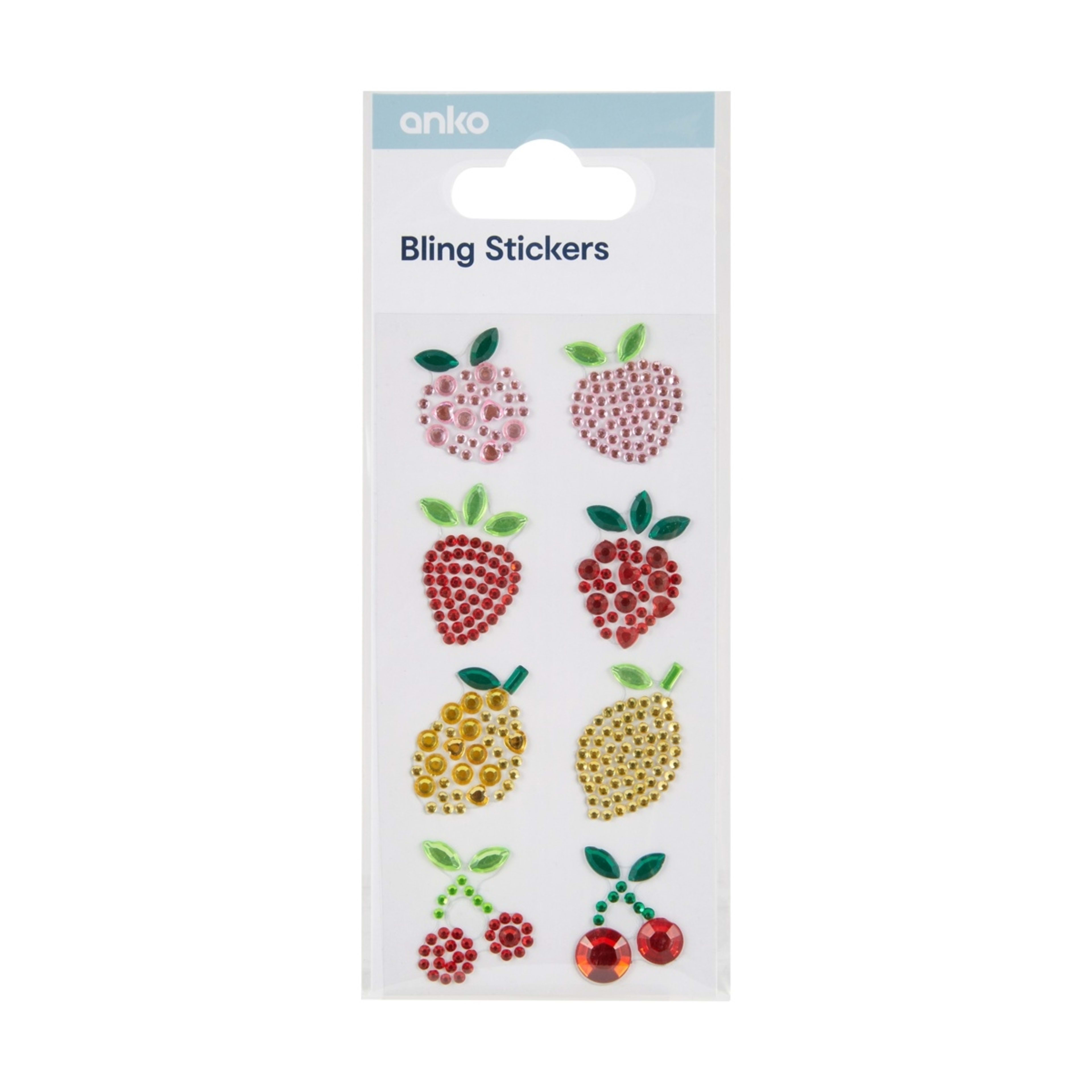 1 8 Piece Bling Stickers - Fruit, 1 of 2
