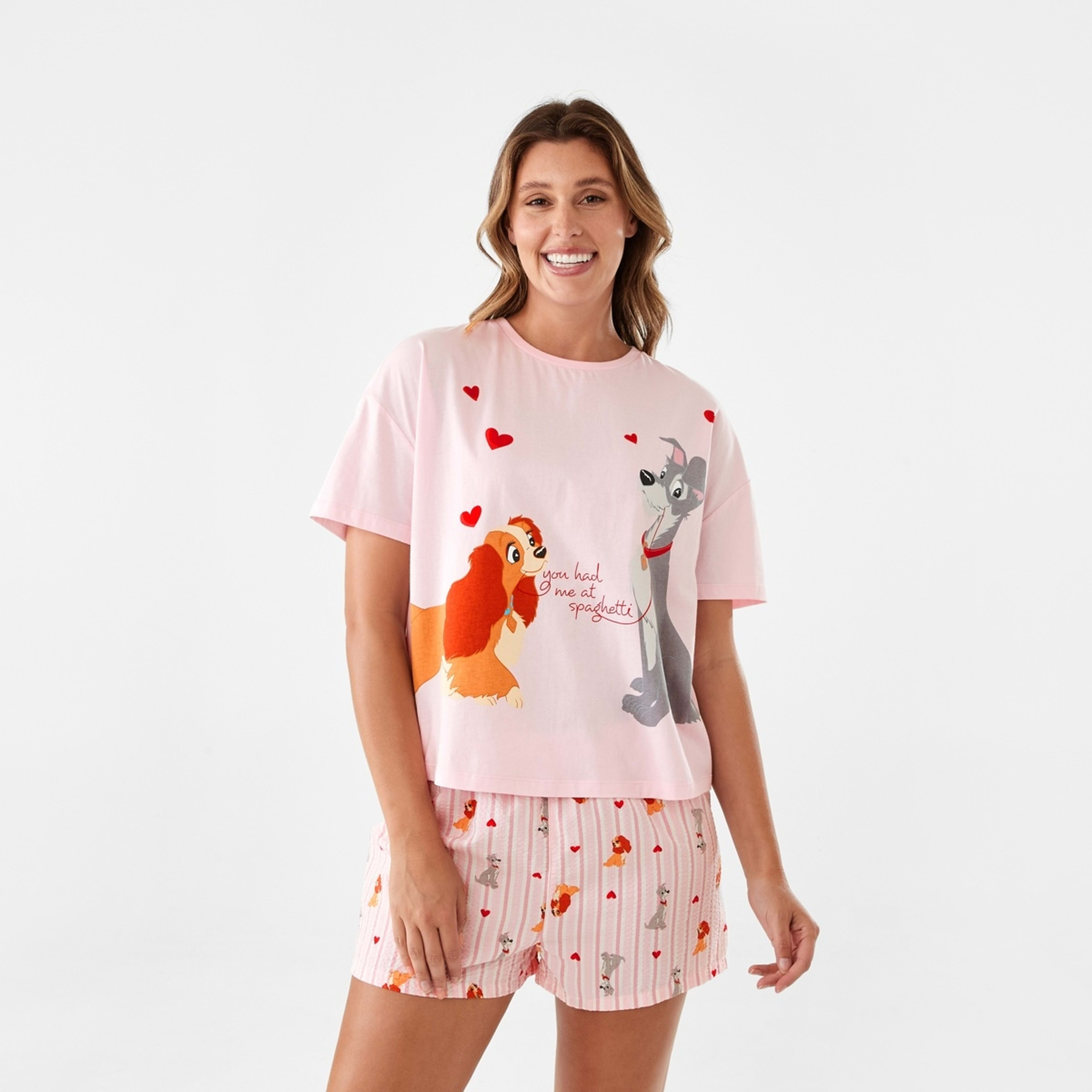 1 Lady and the Tramp License Knit Top and Woven Short Pyjama Set Lady Trmp, 1 of 7