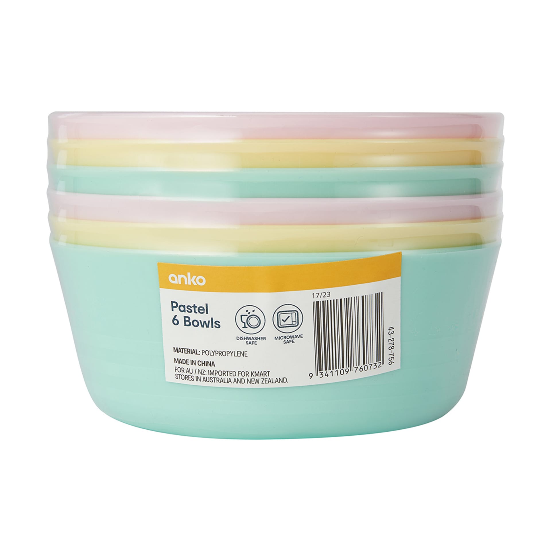 6 Pack Pastel Bowls Kmart