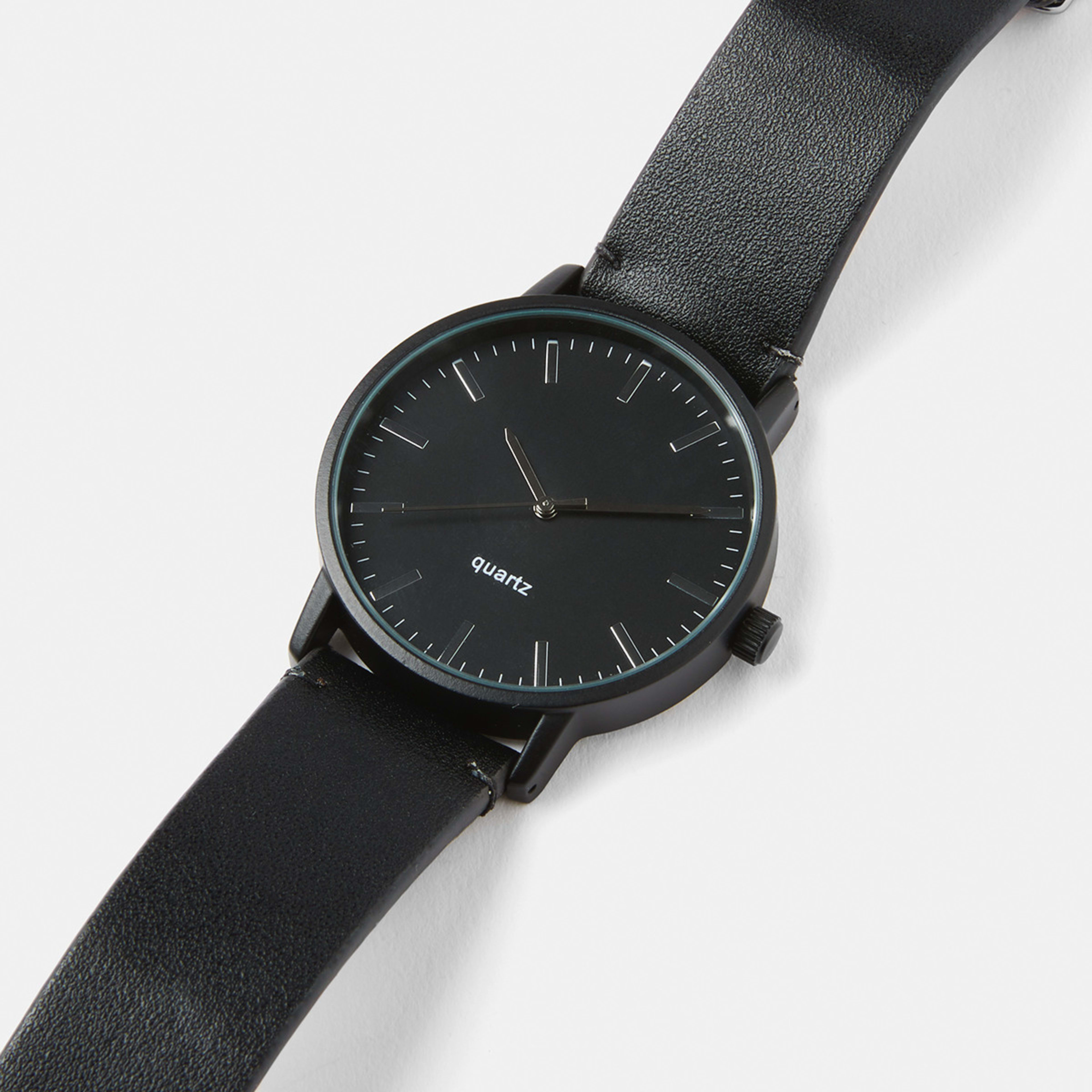 Analogue PU Watch - Black - Kmart