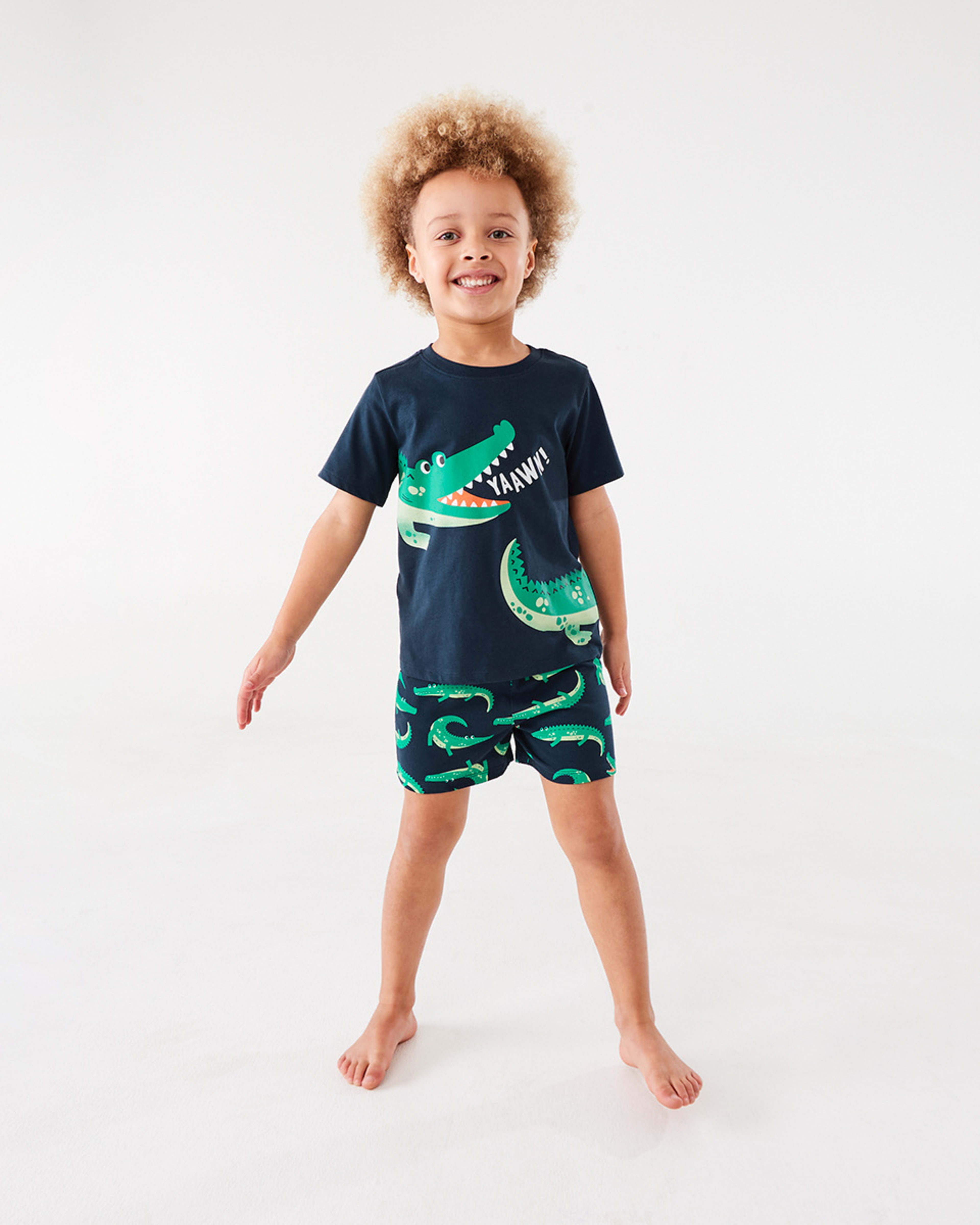 5 Short Sleeve Jersey Knit Pyjama Set Crocdrsblu, 5 of 10