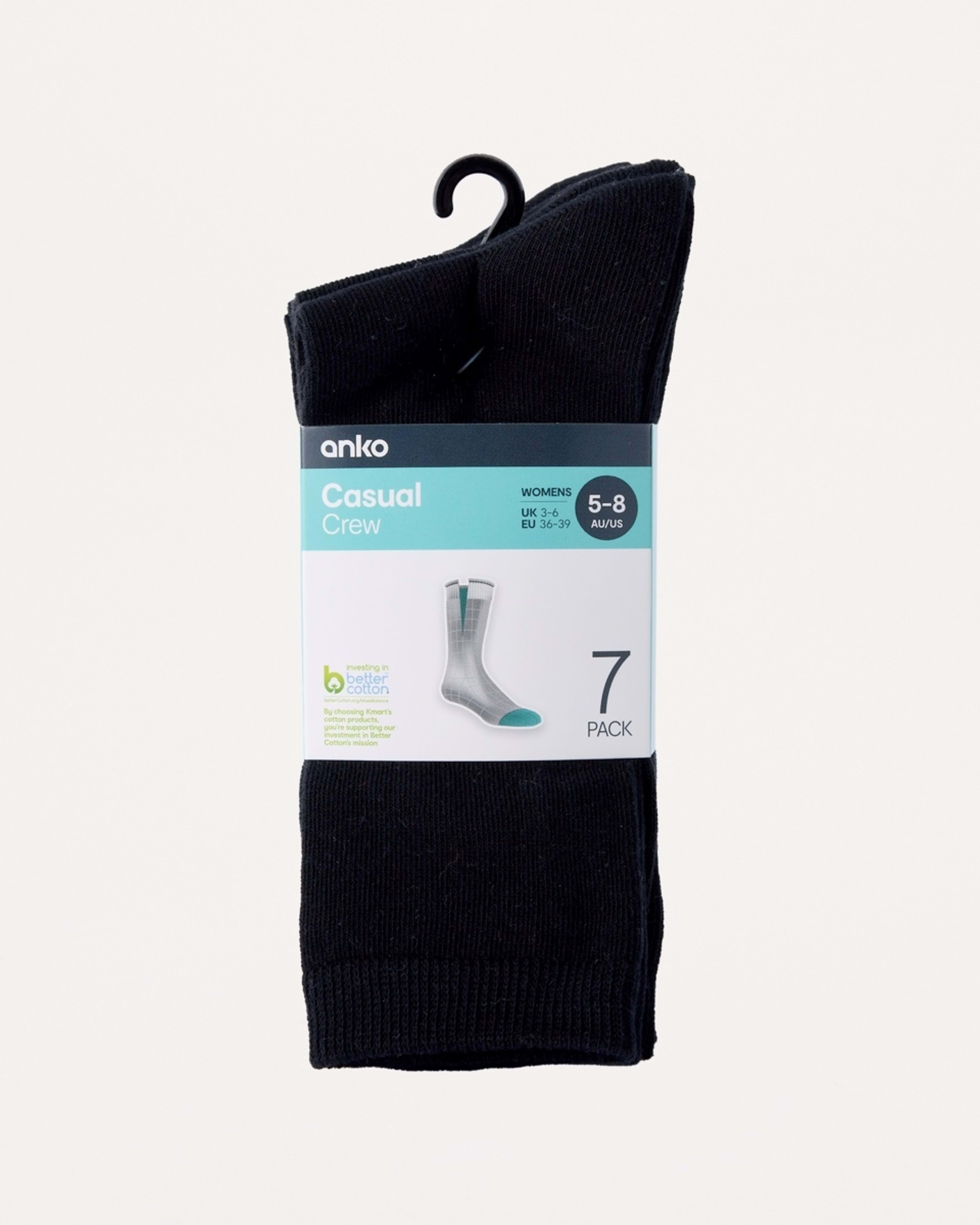 3 7 Pack Plain Crew Socks Black, 3 of 3