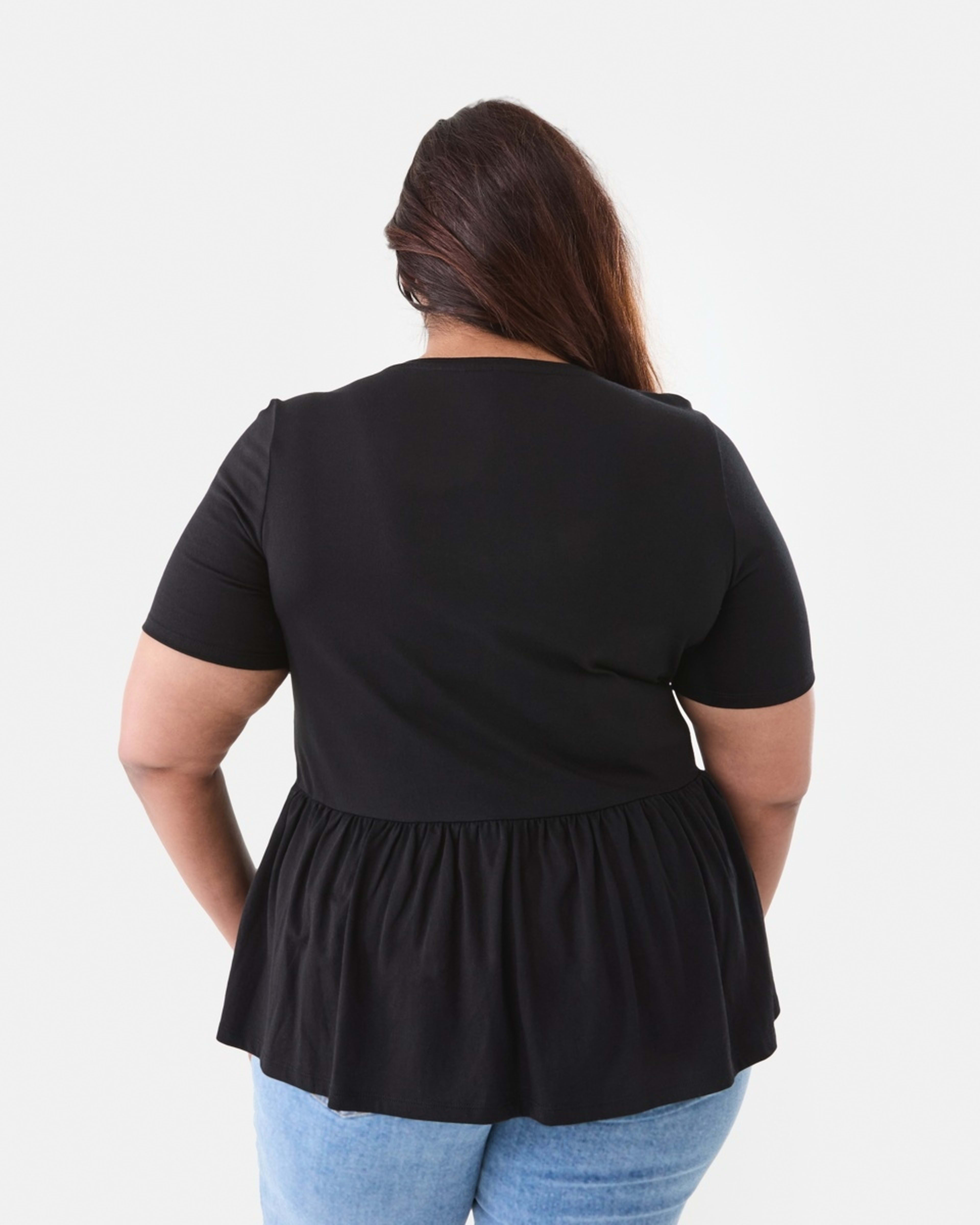 3 Curve Short Sleeve Peplum Top Black, 3 of 6