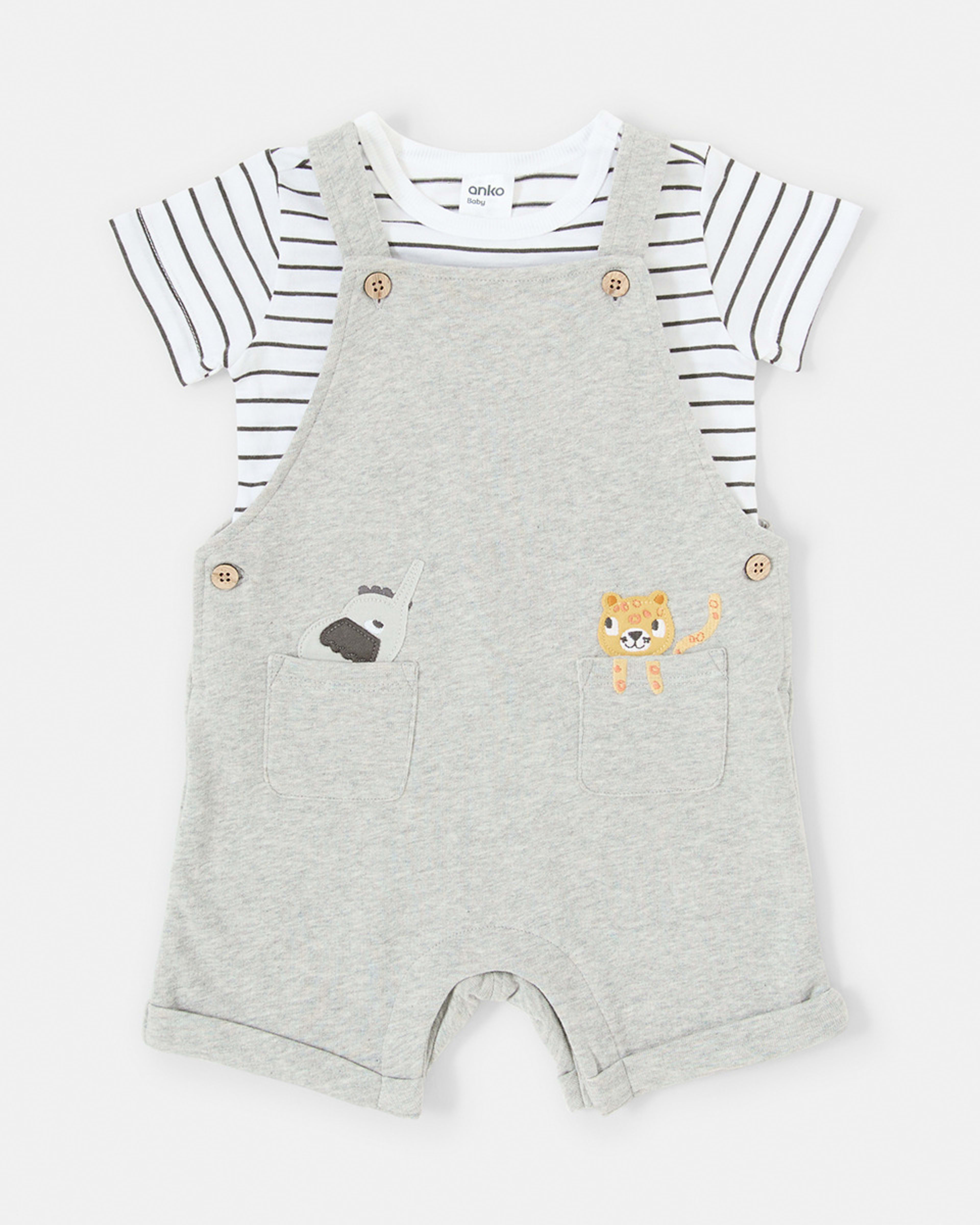 1 Knit Dungaree Set Animals