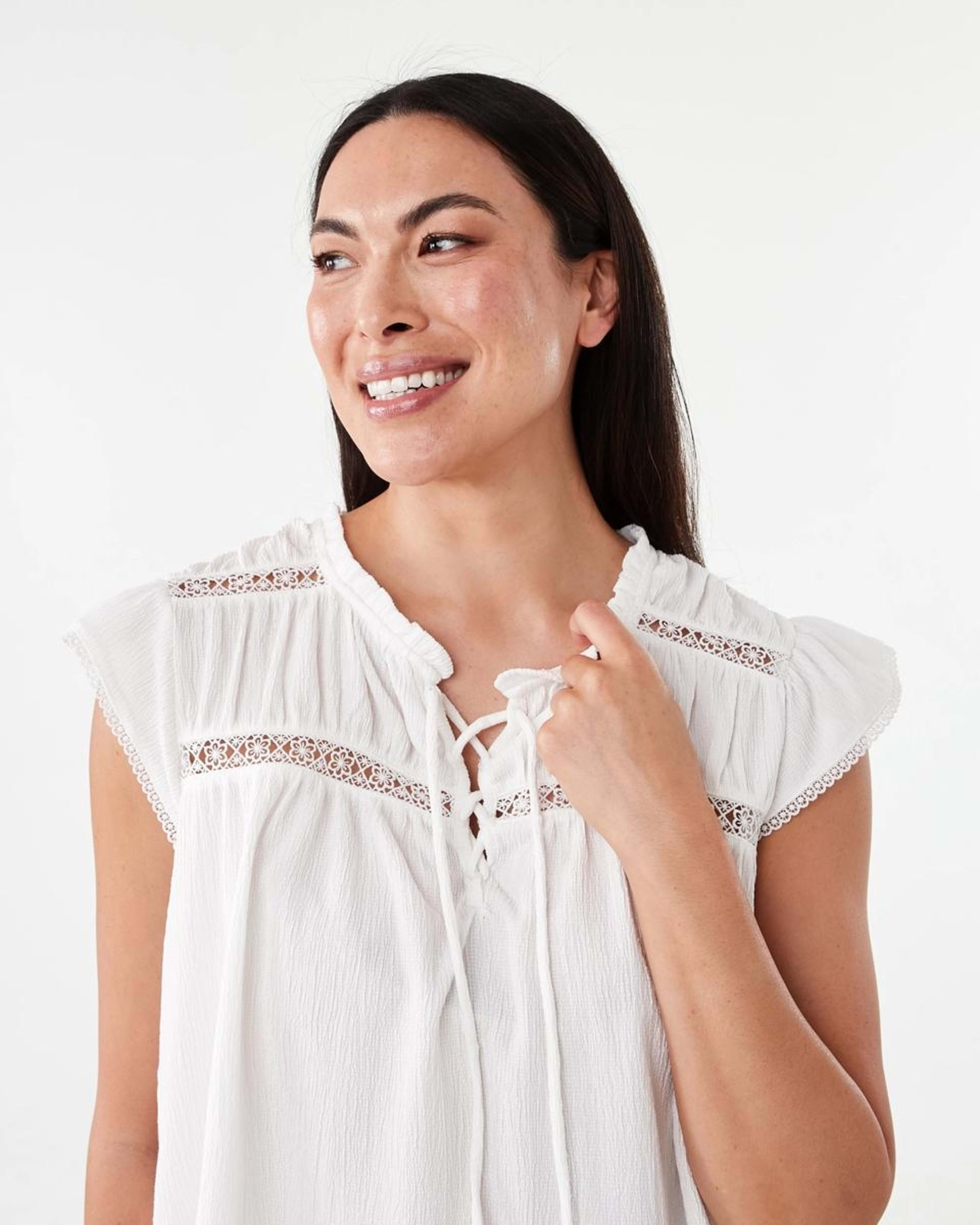 4 Short Sleeve Boho Top Cld White, 4 of 6