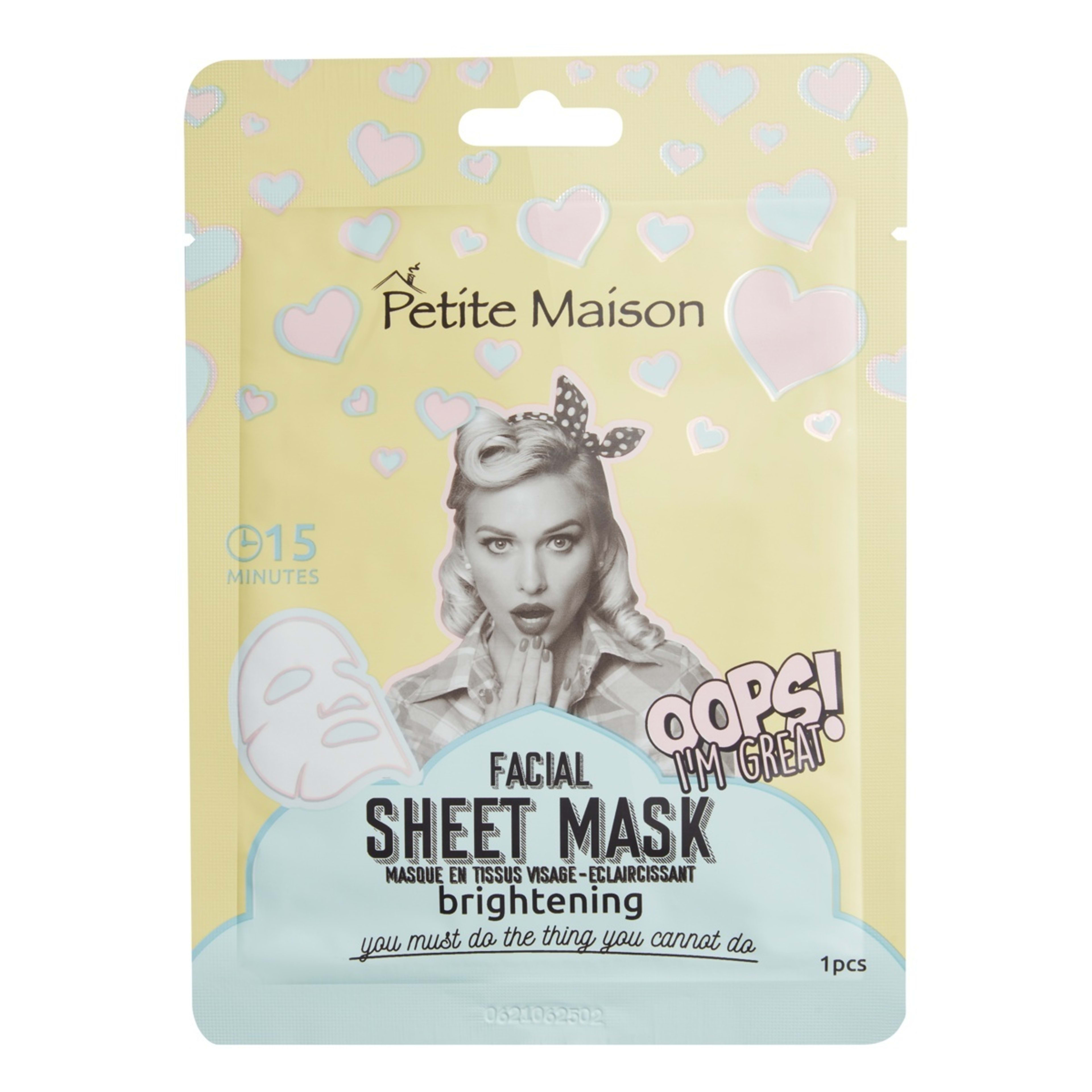 1 Petite Maison Brightening Facial Sheet Mask 25ml - Lavender Extract, Hyaluronic Acid and Pink Pomelo Extract, 1 of 2