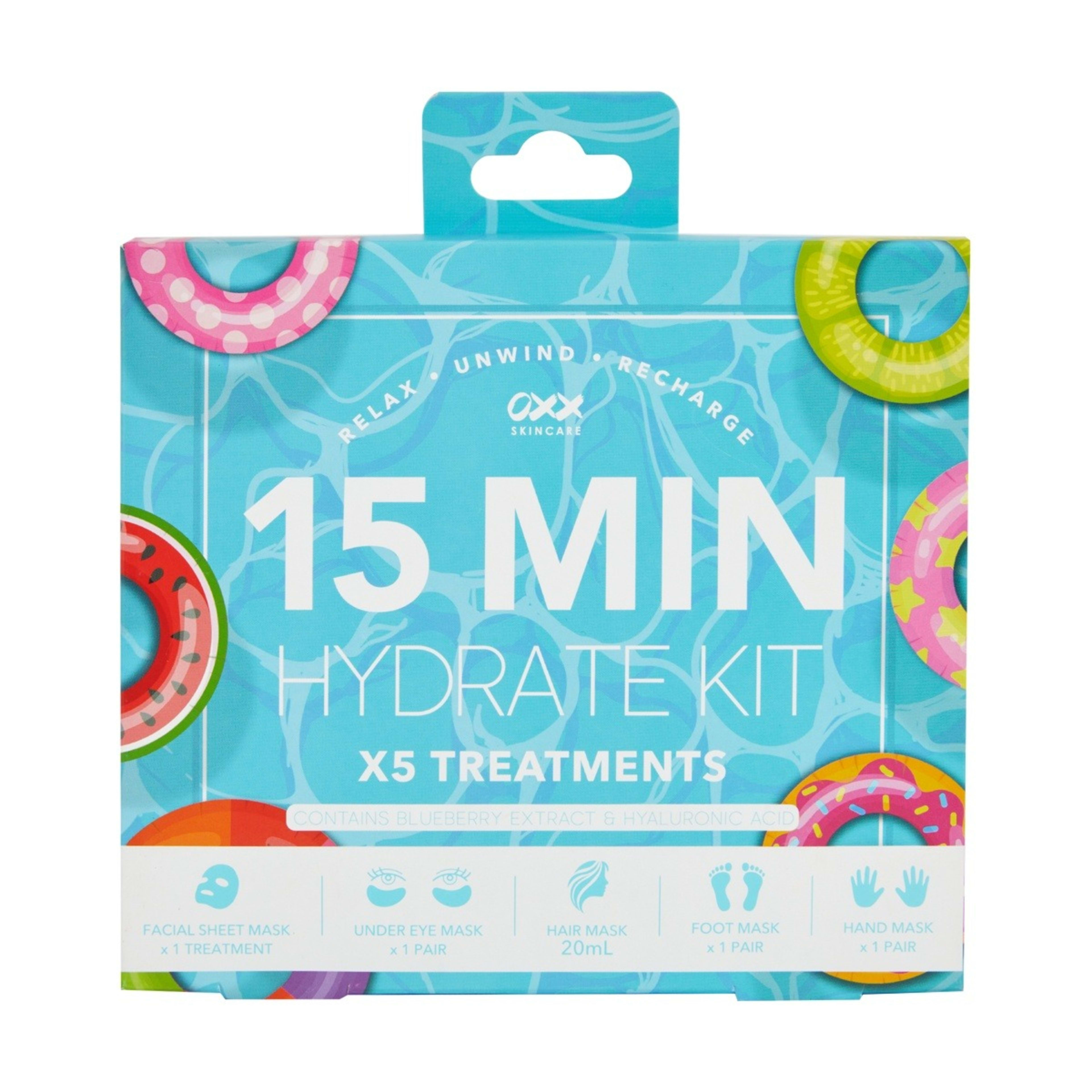 1 OXX Skincare 5 Pack 15 Min Hydrate Kit - Blueberry Extract and Hyaluronic Acid