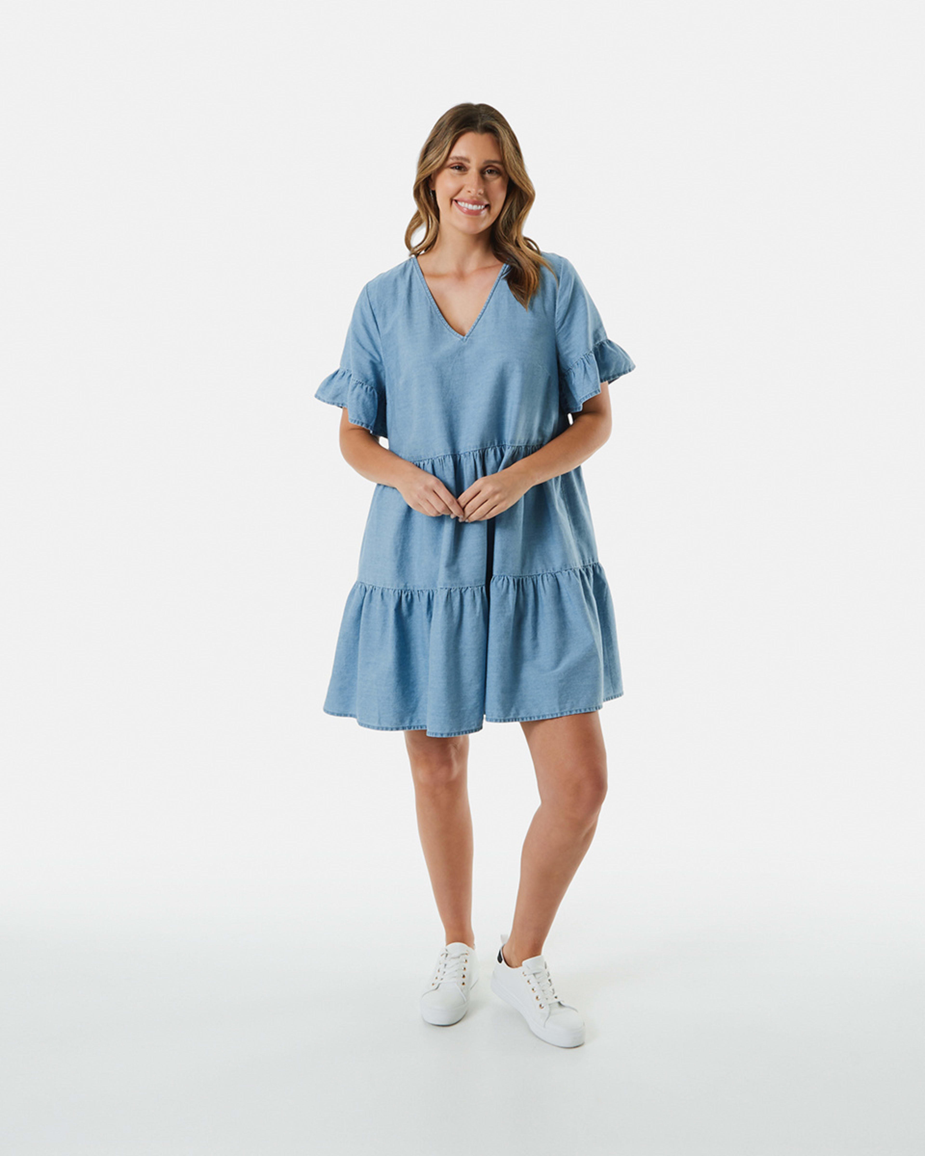 Short Sleeve Tiered Frill Mini Dress - Kmart