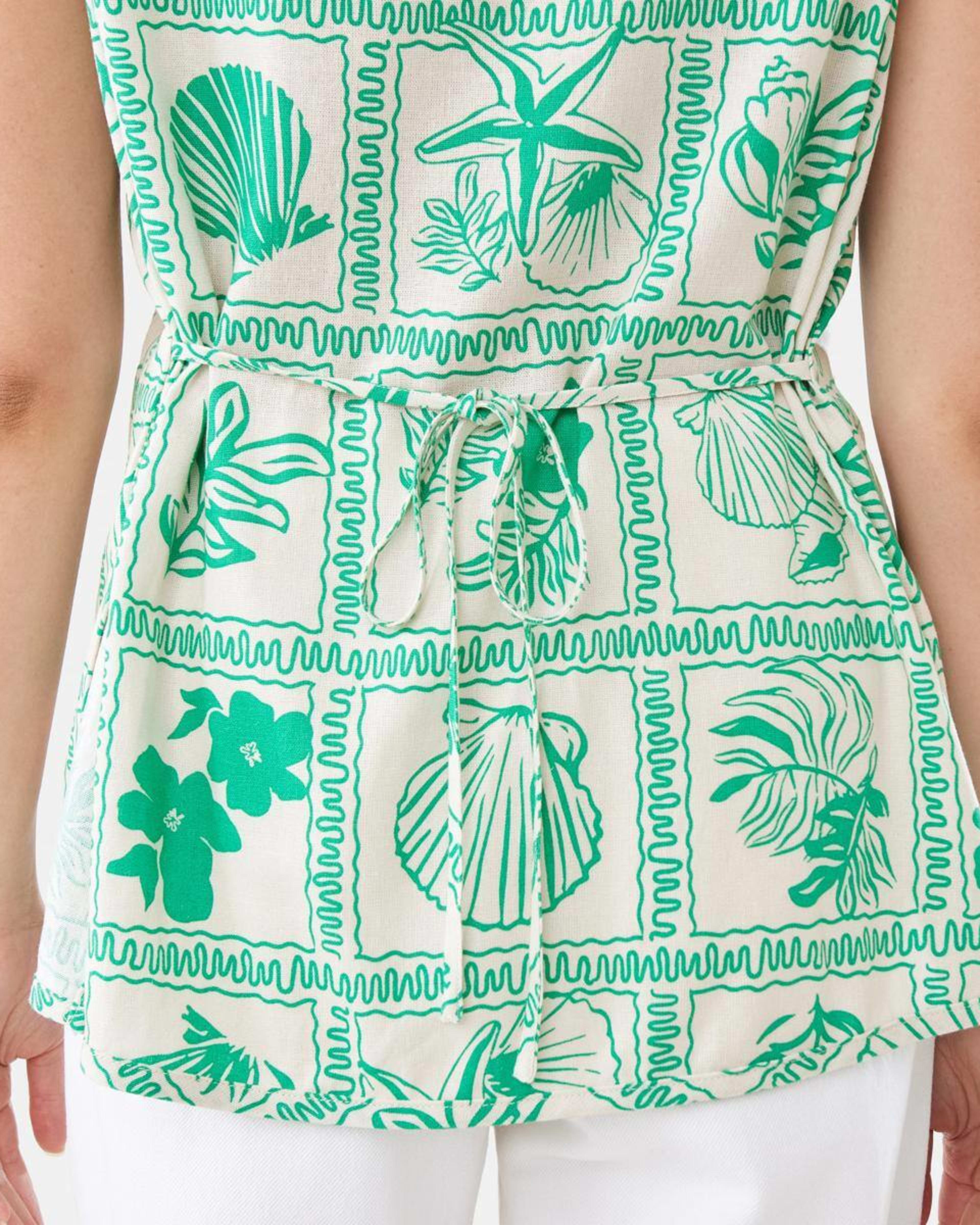 8 Sleeveless Button Detail Vest SHELL GEO SIMPLY GREEN, 8 of 8