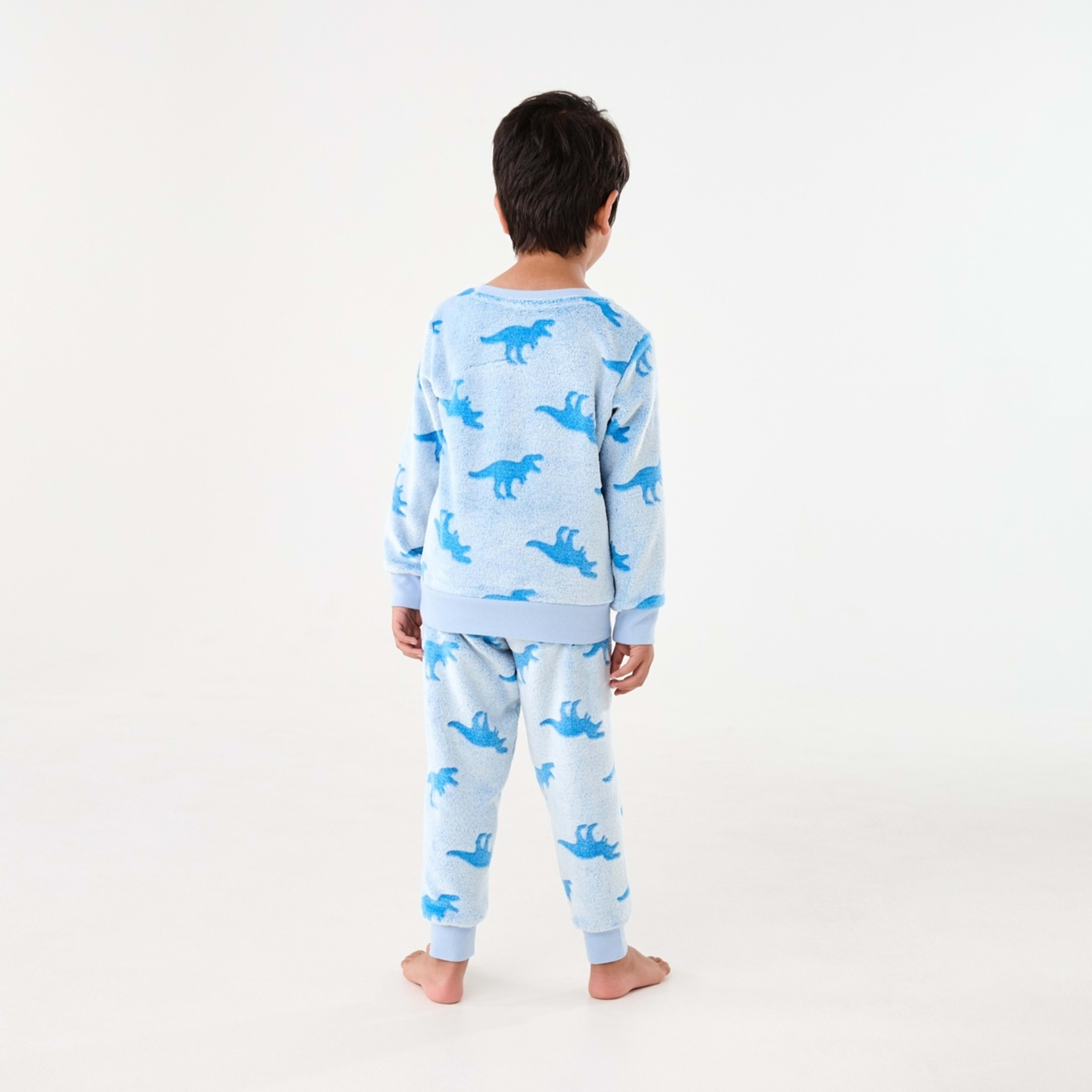 2 Fluffy Pyjama Set Blue Dinos, 2 of 9