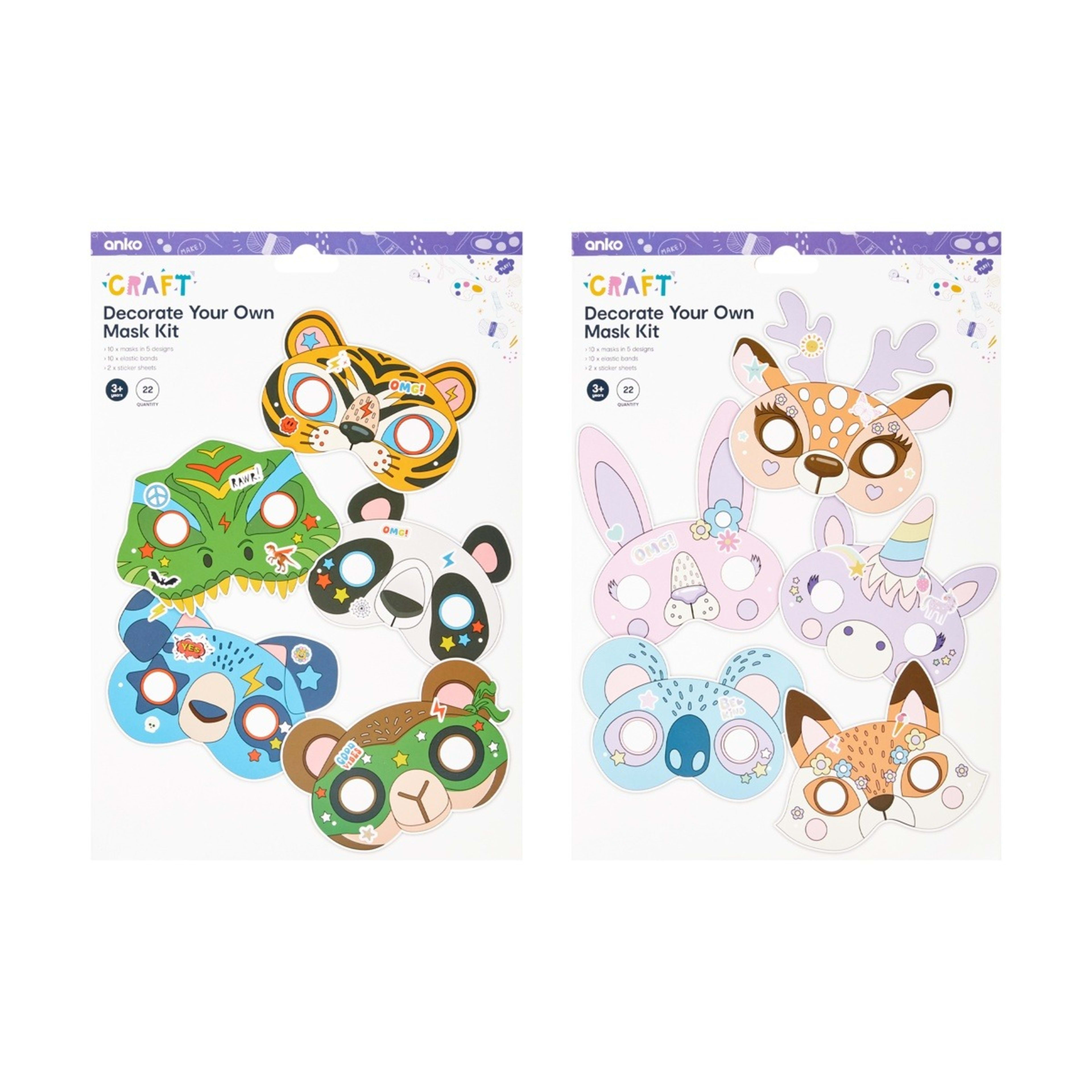 1 22 Piece Decorate Your Own Mask Kit - Assorted