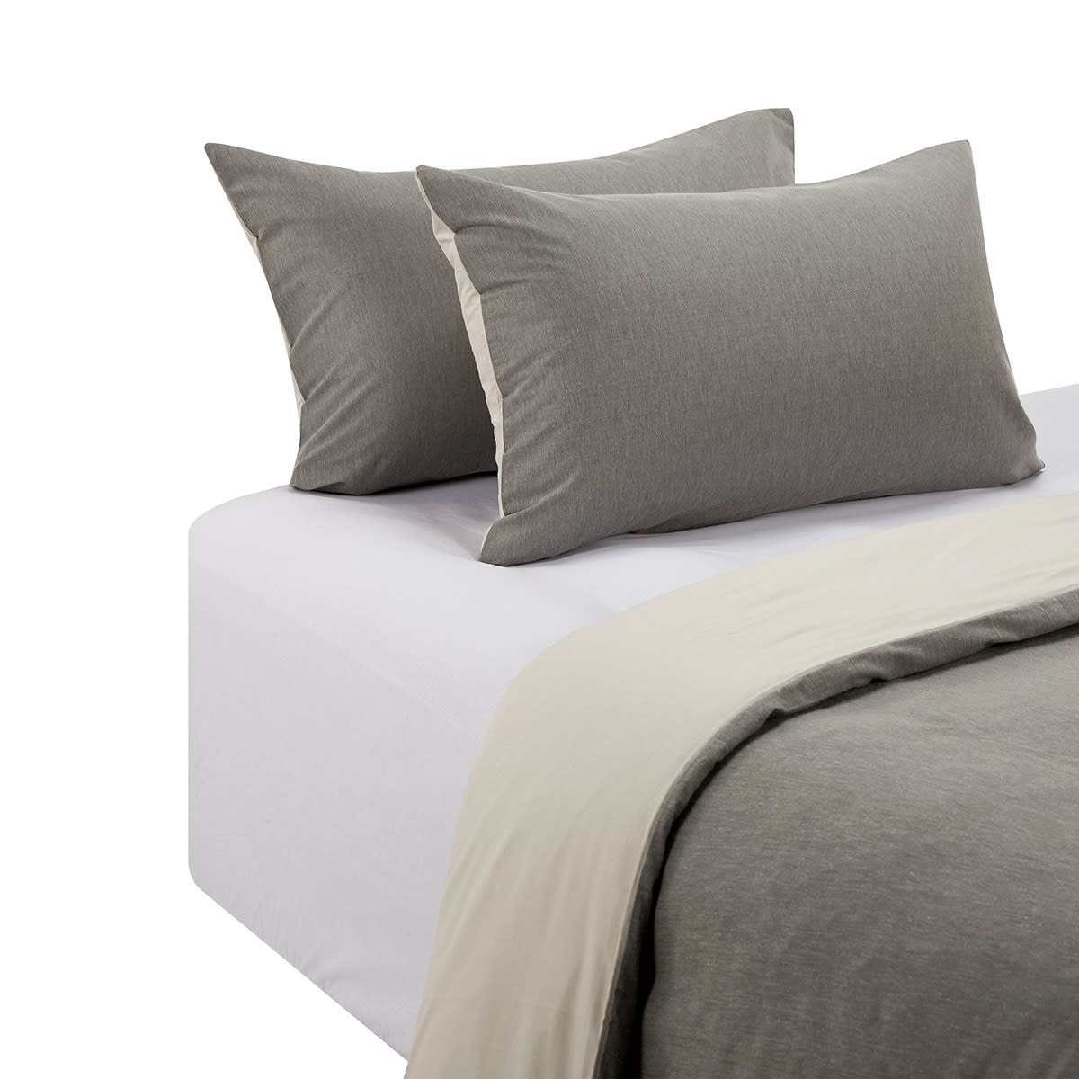 Billy Reversible Quilt Cover Set King Bed, Grey Kmart