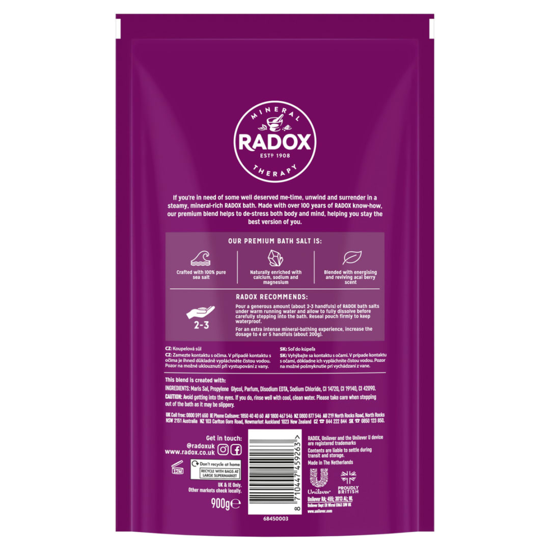 Radox Detoxed Bath Salts 900g Acai Berry Kmart