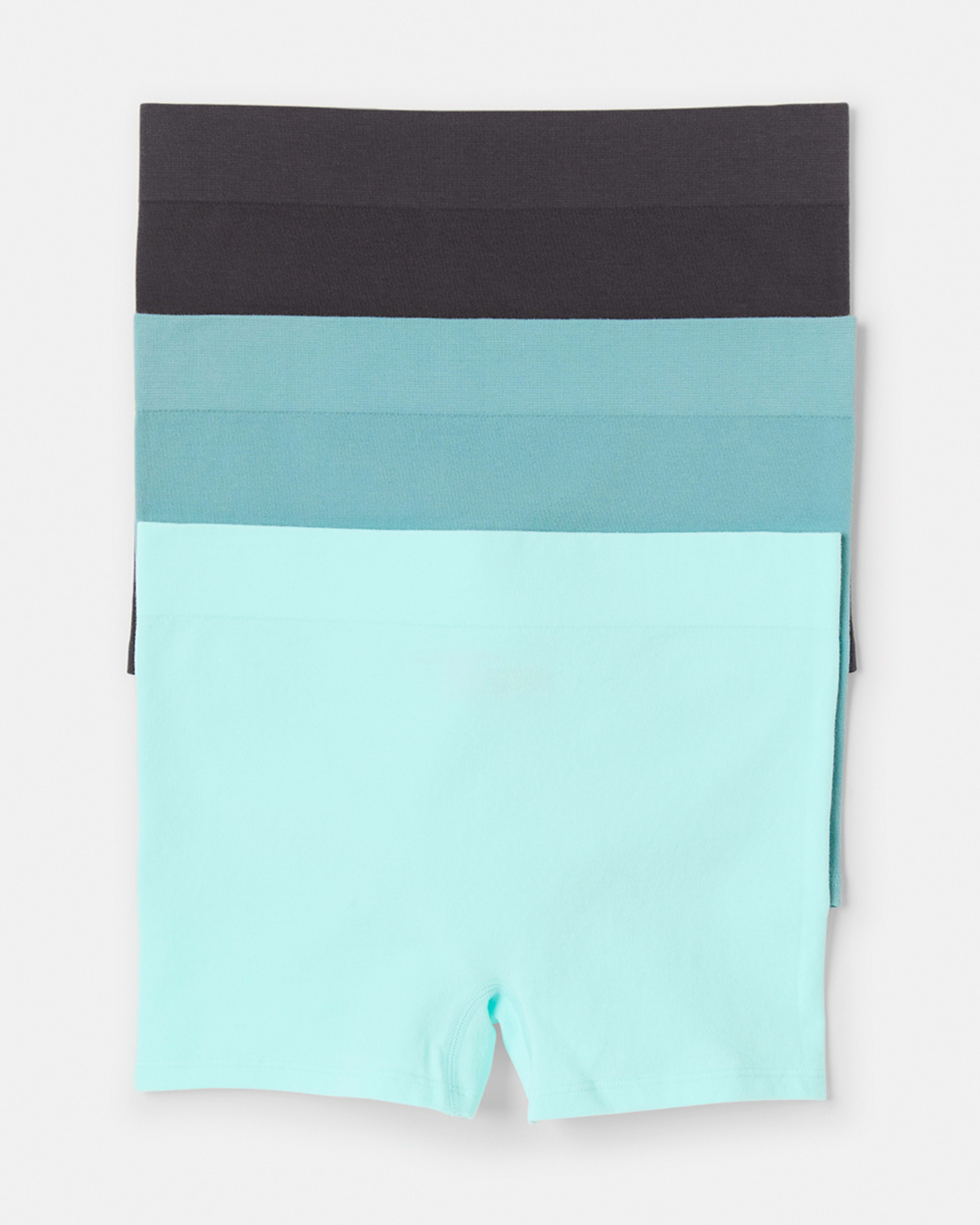 1 3 Pack Seamfree Cotton Boyleg Briefs WASHED SLATE, SEAGRASS BLUE, BRIGHT TURQUOISE, 1 of 8