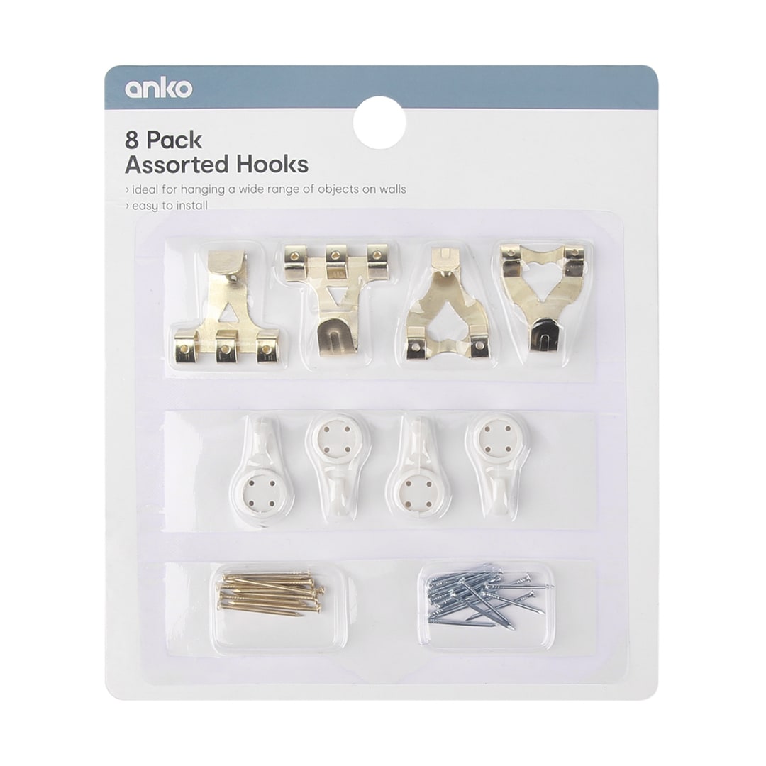 8 Pack Assorted Hooks - Kmart