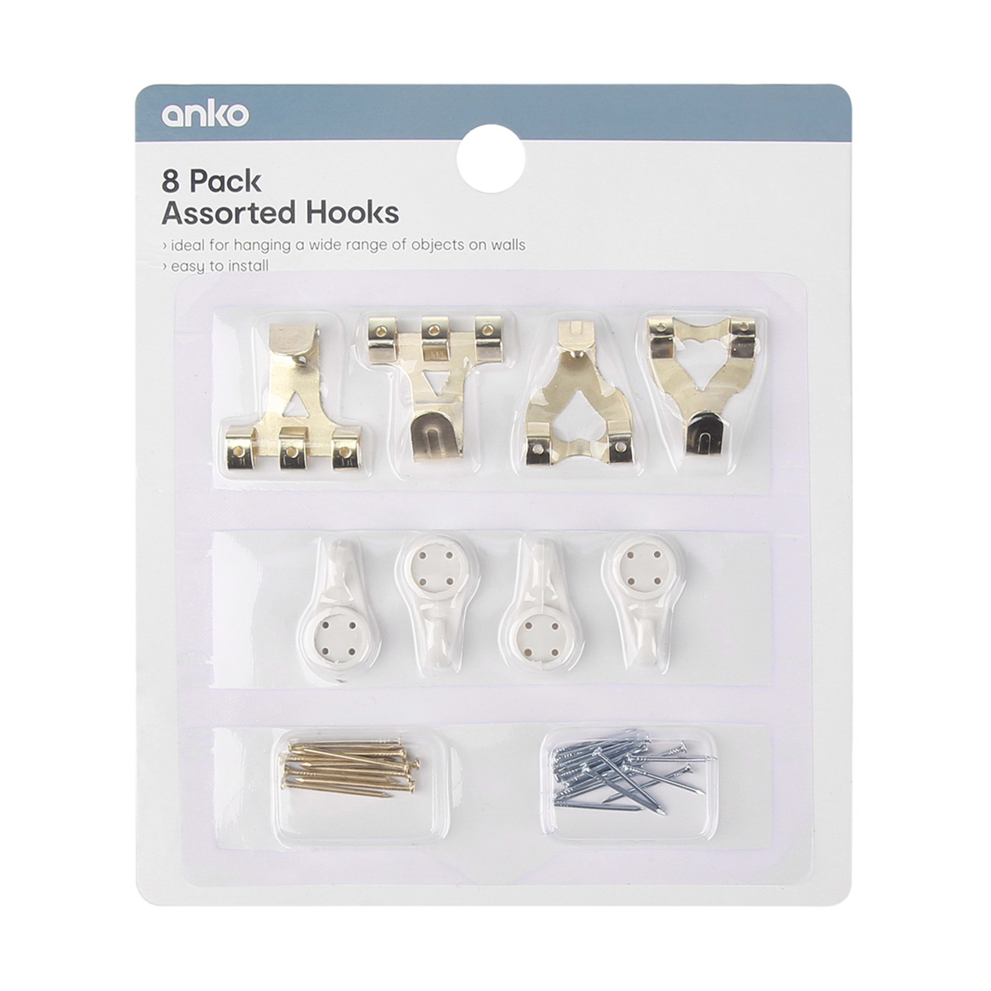 8 Pack Assorted Hooks Kmart
