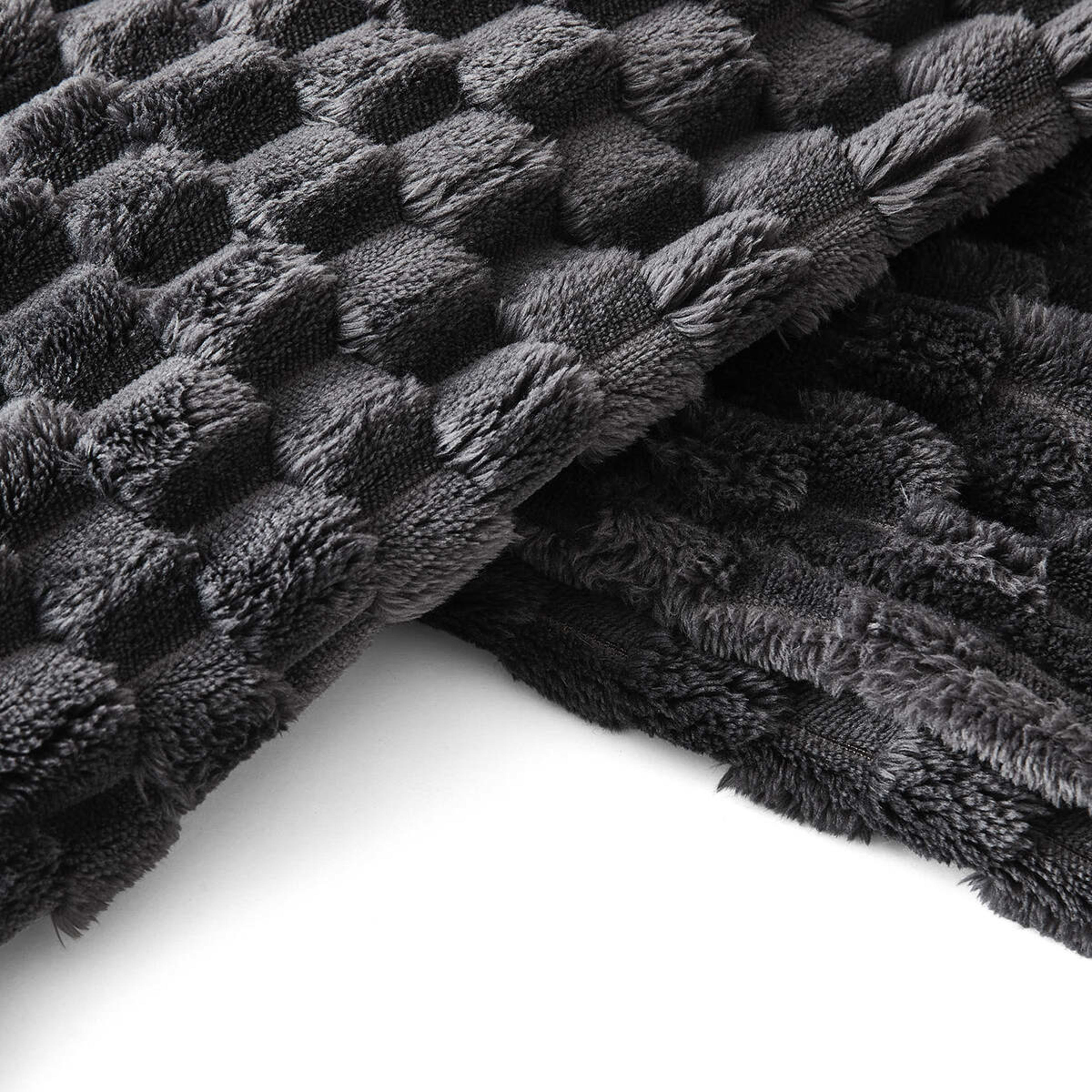 6 Soft Jacquard Blanket - Double/Queen Bed, Charcoal, 6 of 6