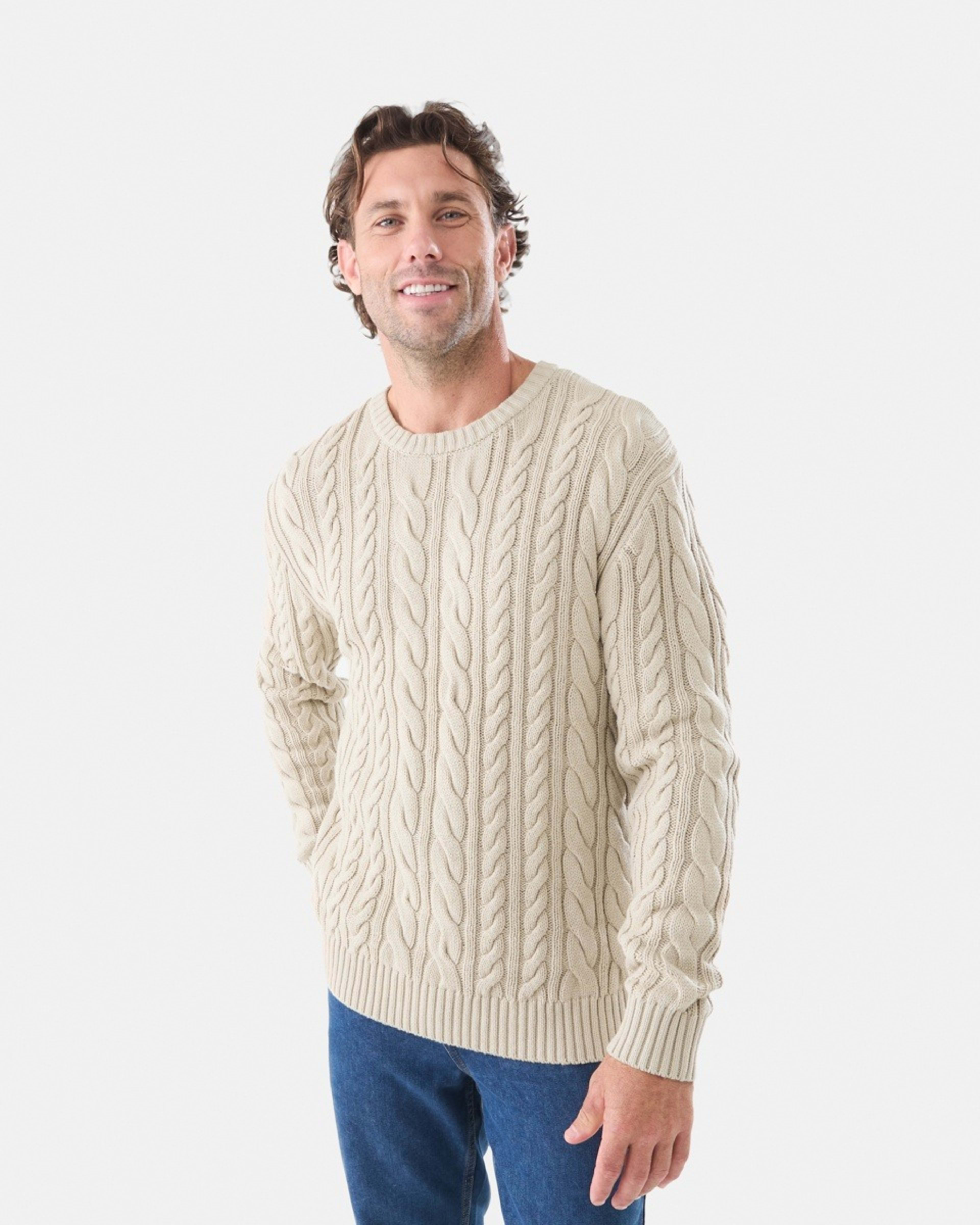 1 Cable Knit Jumper String Beige