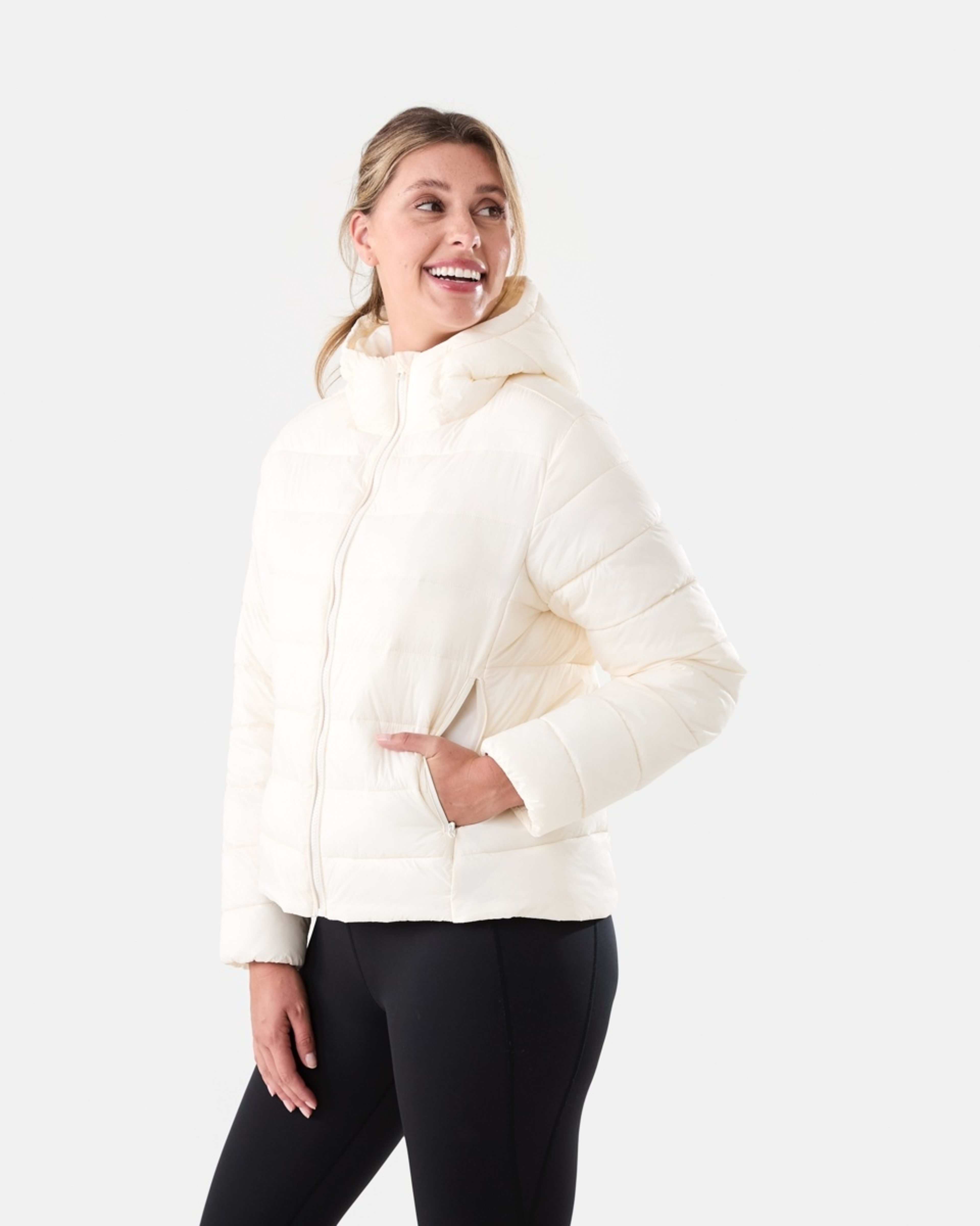 3 Active Womens Packable Puffer Jacket Ecru, 3 of 7
