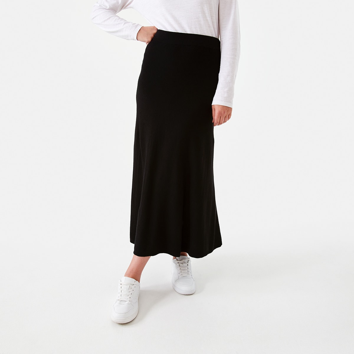 Knit Swing Midi Skirt