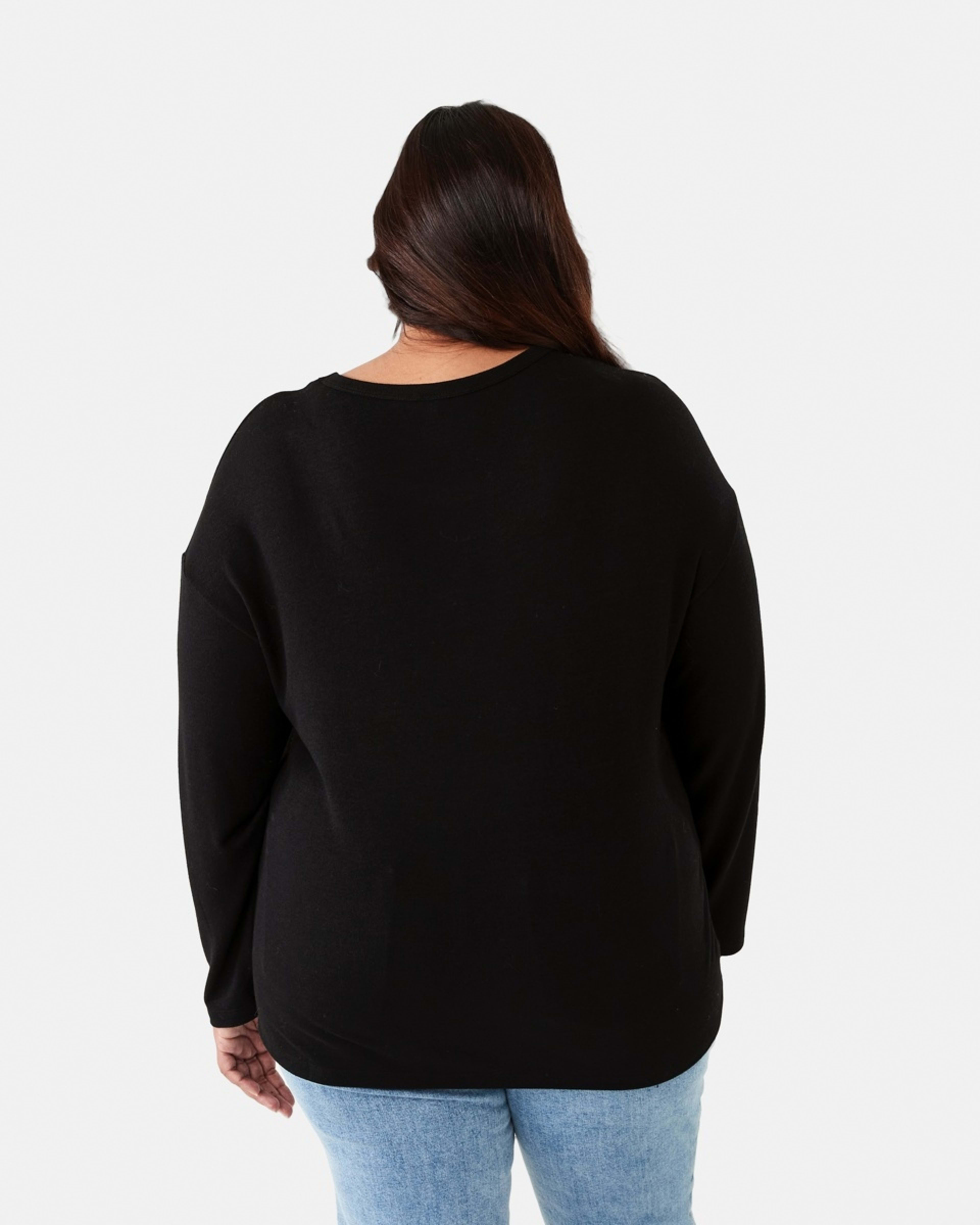 3 Curve Asymmetrical Long Sleeve Top Black, 3 of 6