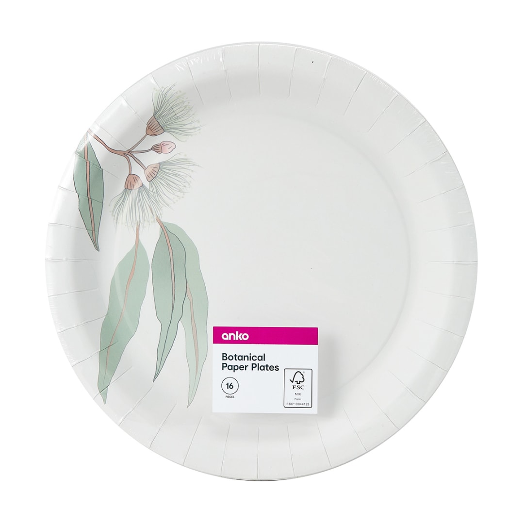 16 Pack Botanical Paper Plates Kmart