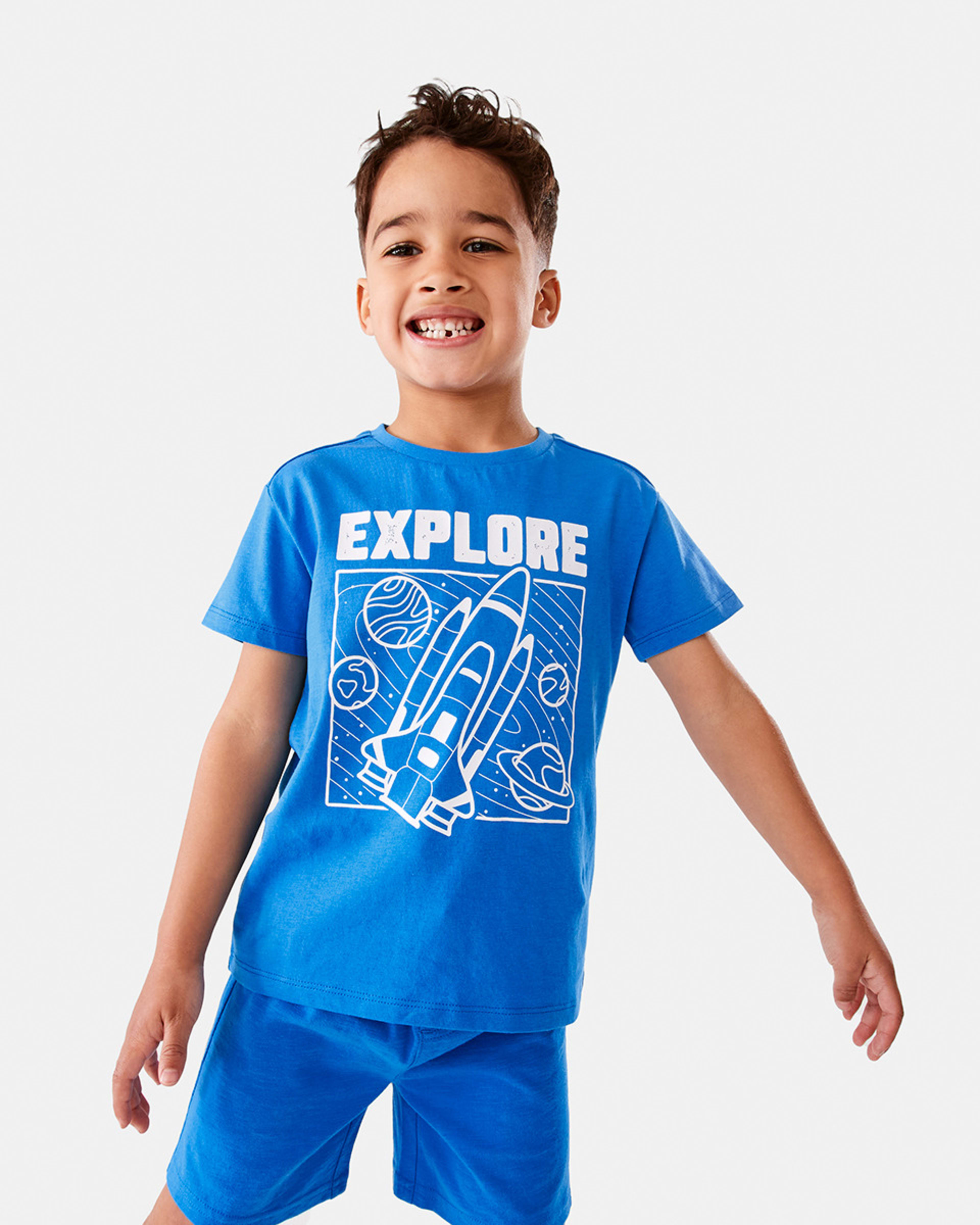 1 Chest Print T-shirt Fren Space, 1 of 8