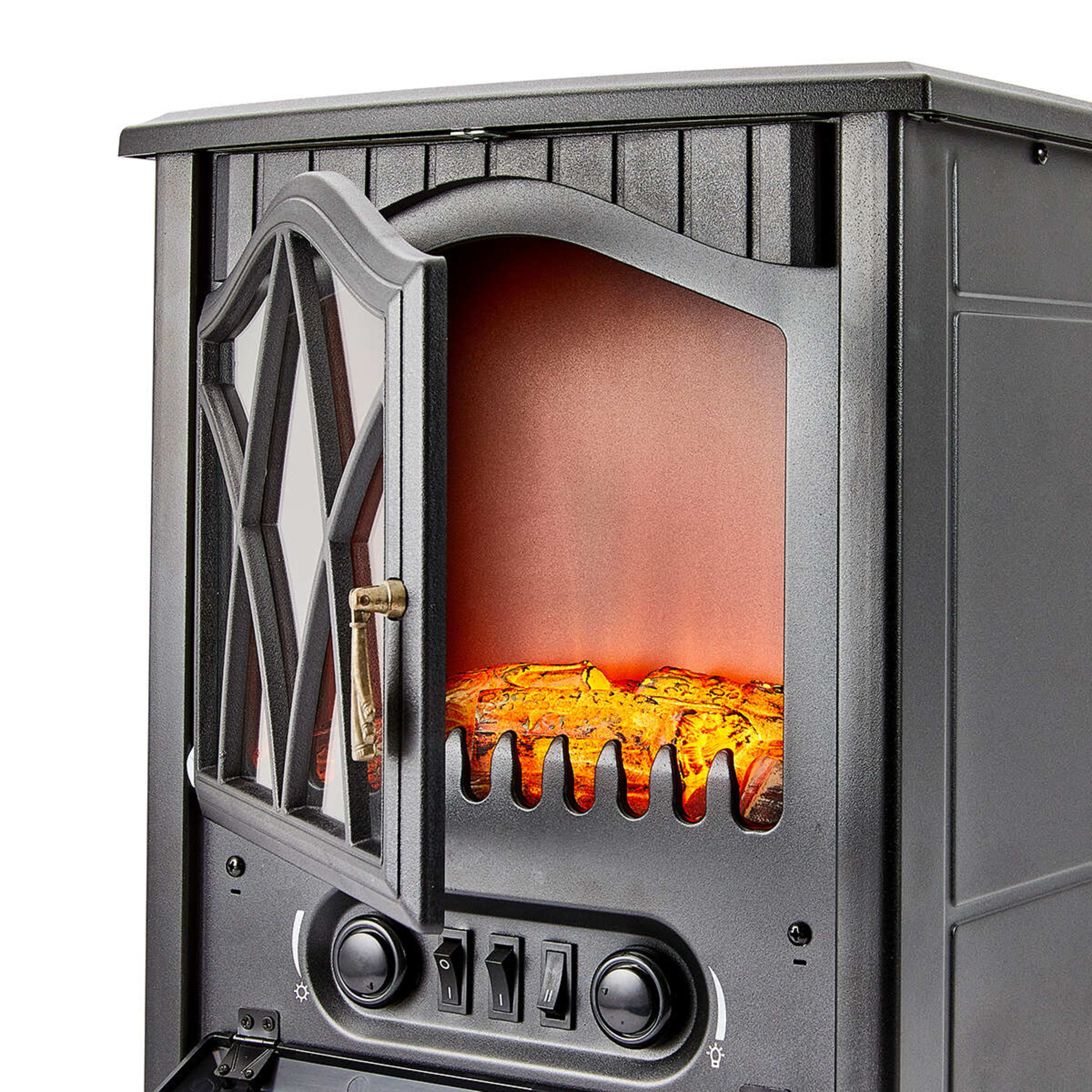 3 Electric  Fireplace Heater - Black, 3 of 10