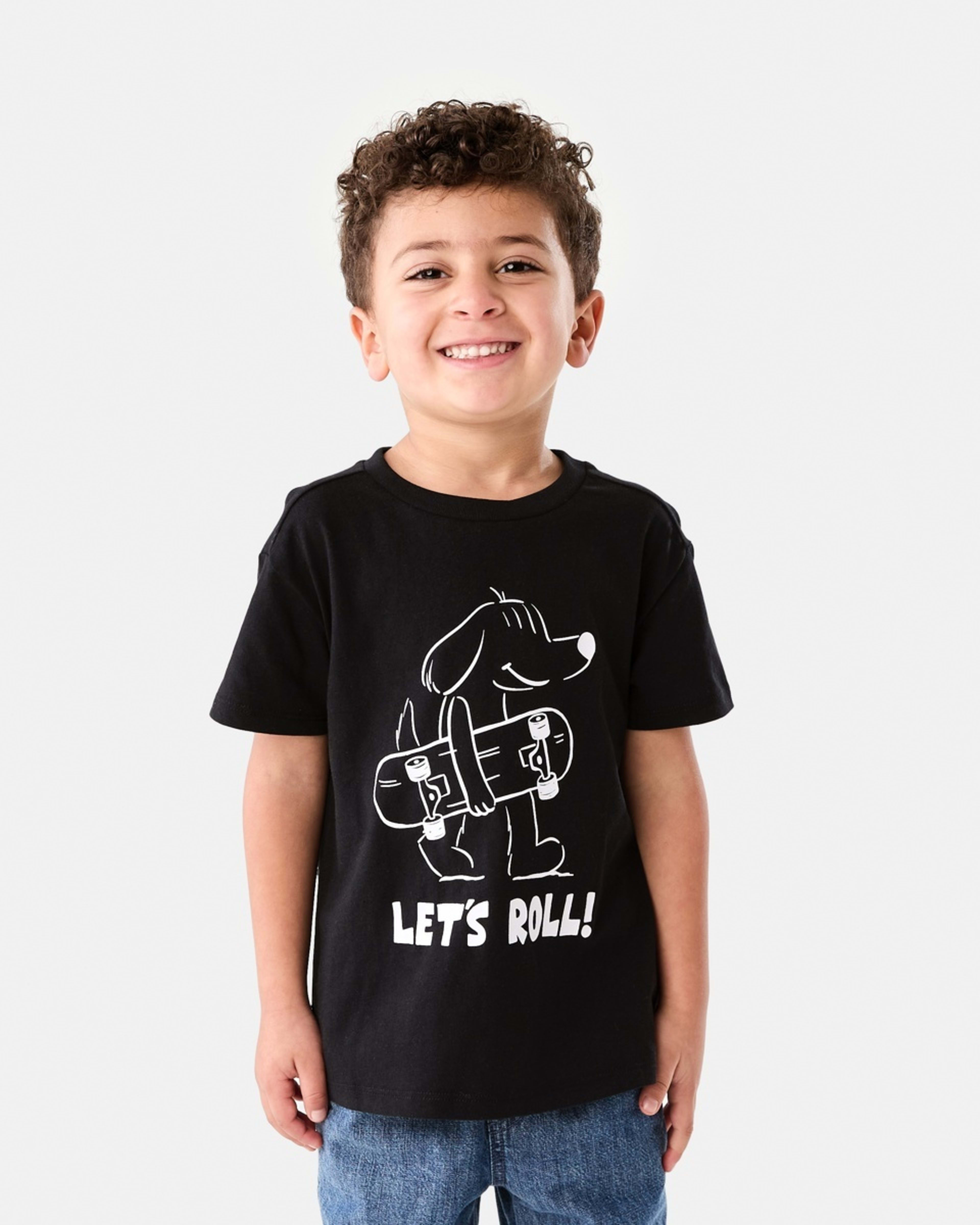 1 Chest Print T-shirt SKATE DOG KMART BLACK, 1 of 6
