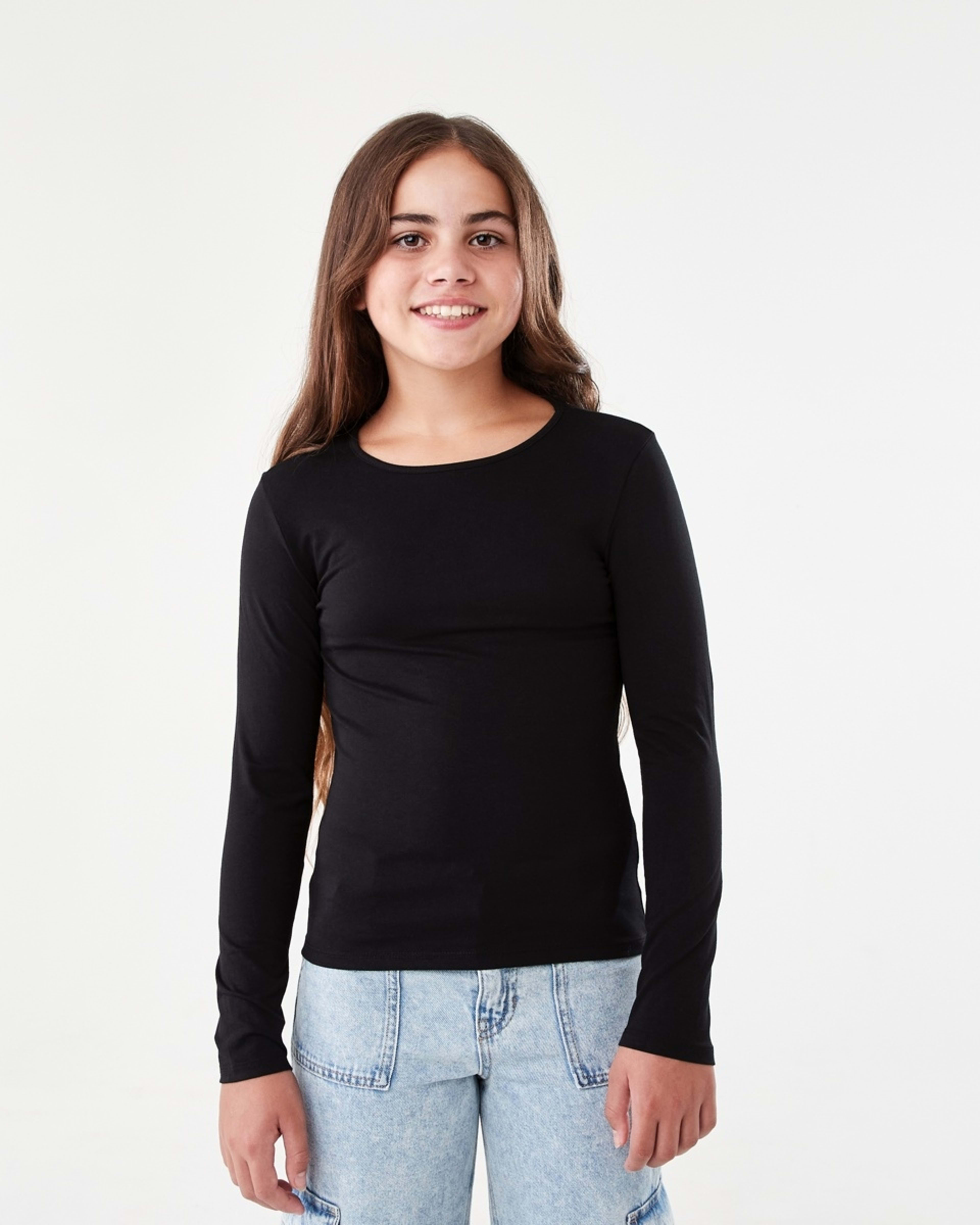 1 Plain Long Sleeve Top Black