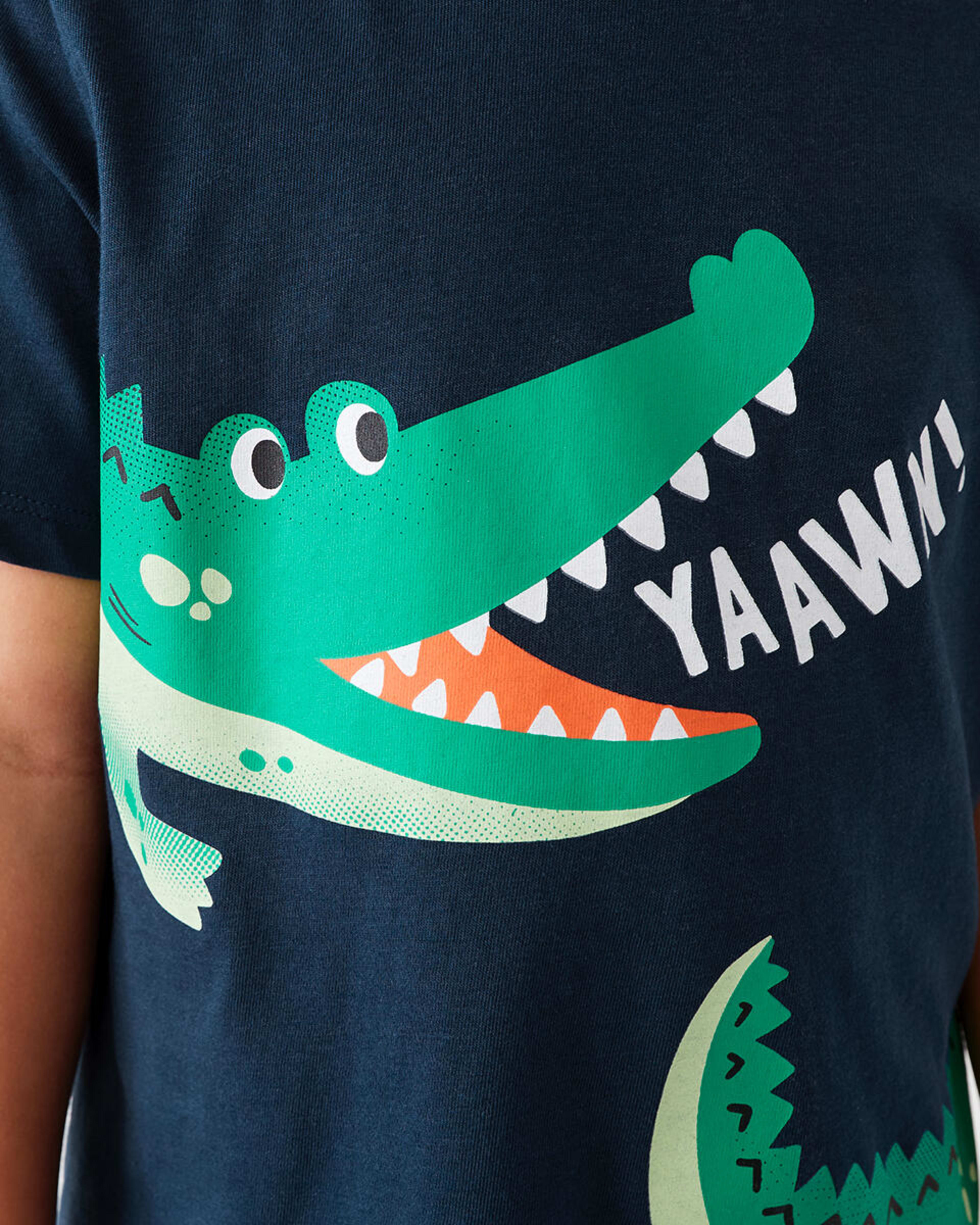 4 Short Sleeve Jersey Knit Pyjama Set Crocdrsblu, 4 of 10
