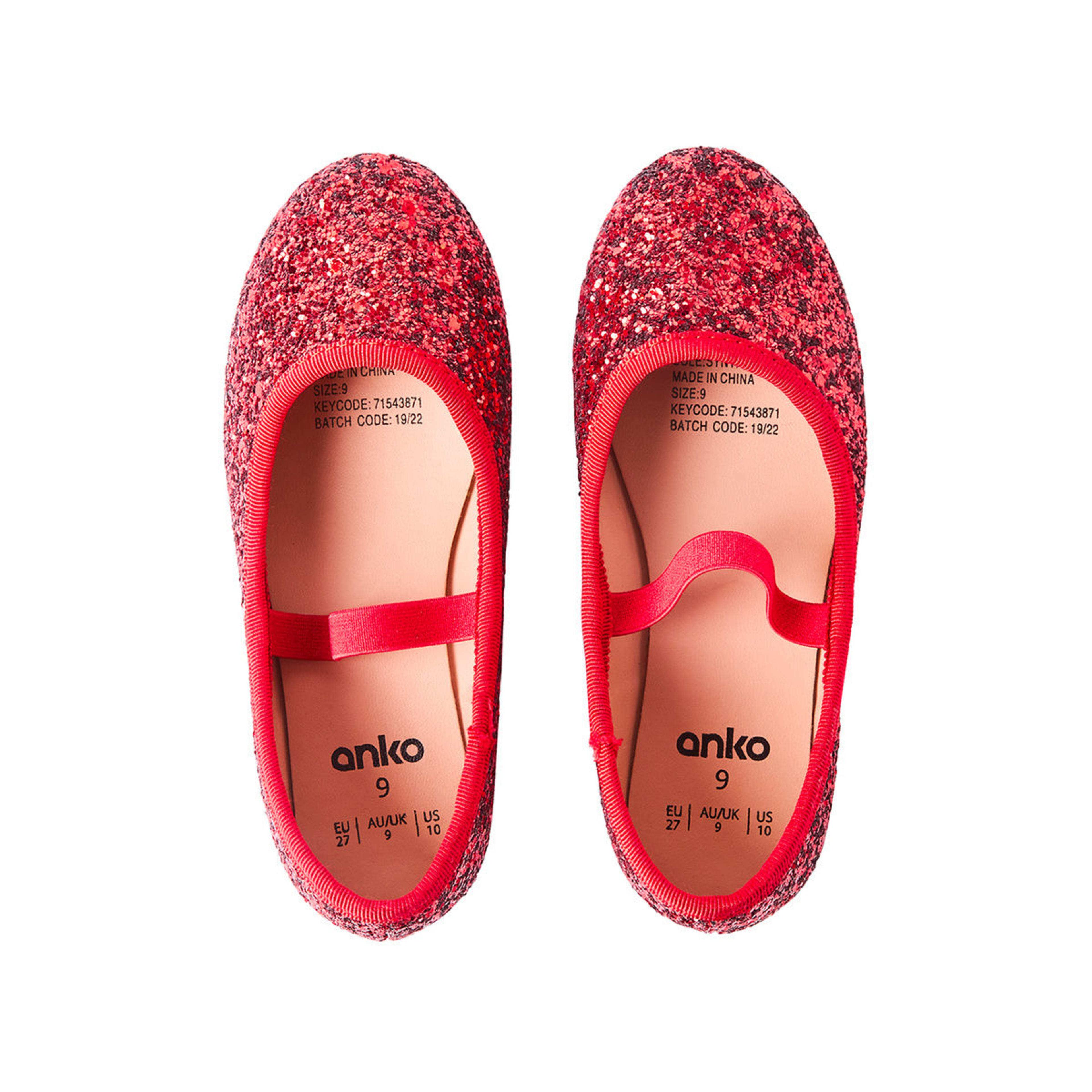 6 Junior Glitter Flats Red, 6 of 6