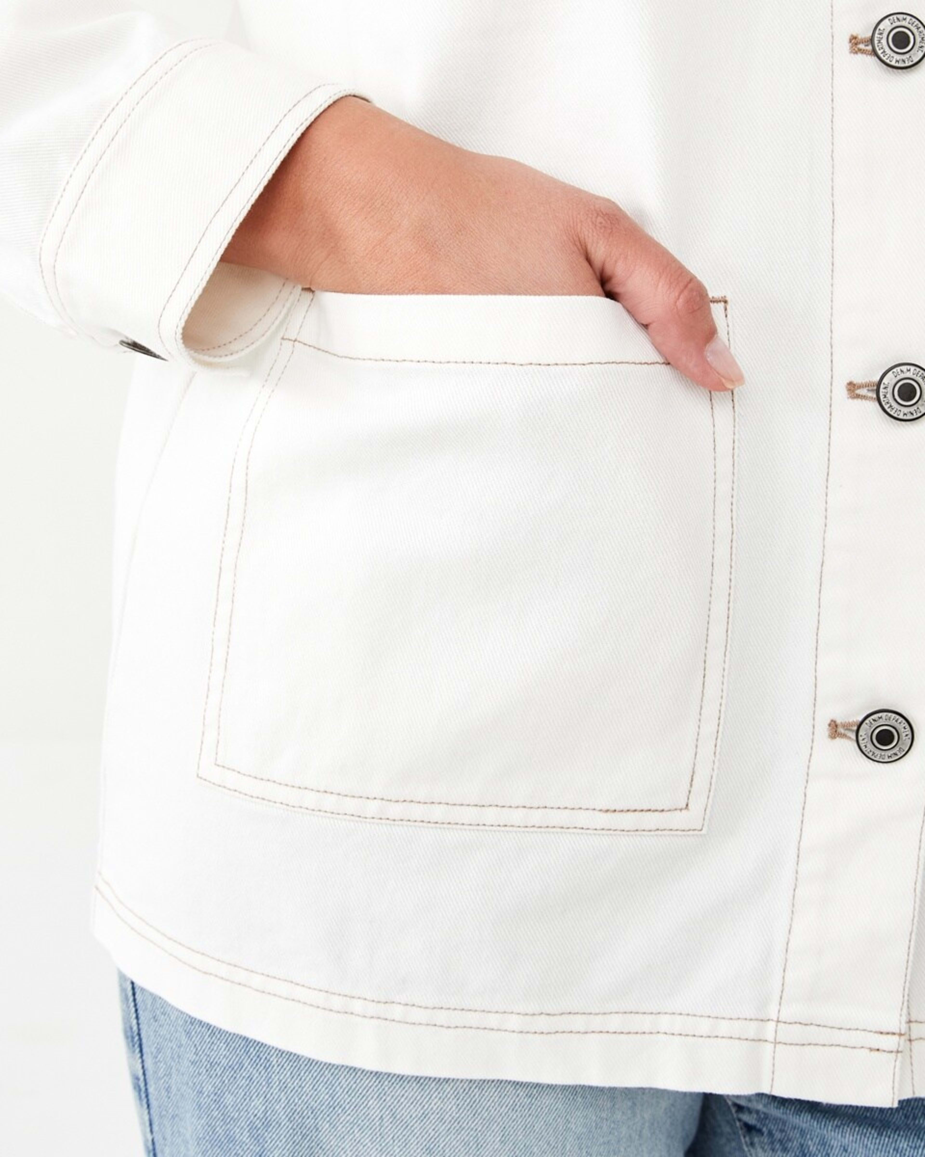 9 Denim Utility Shacket Ecru, 9 of 10