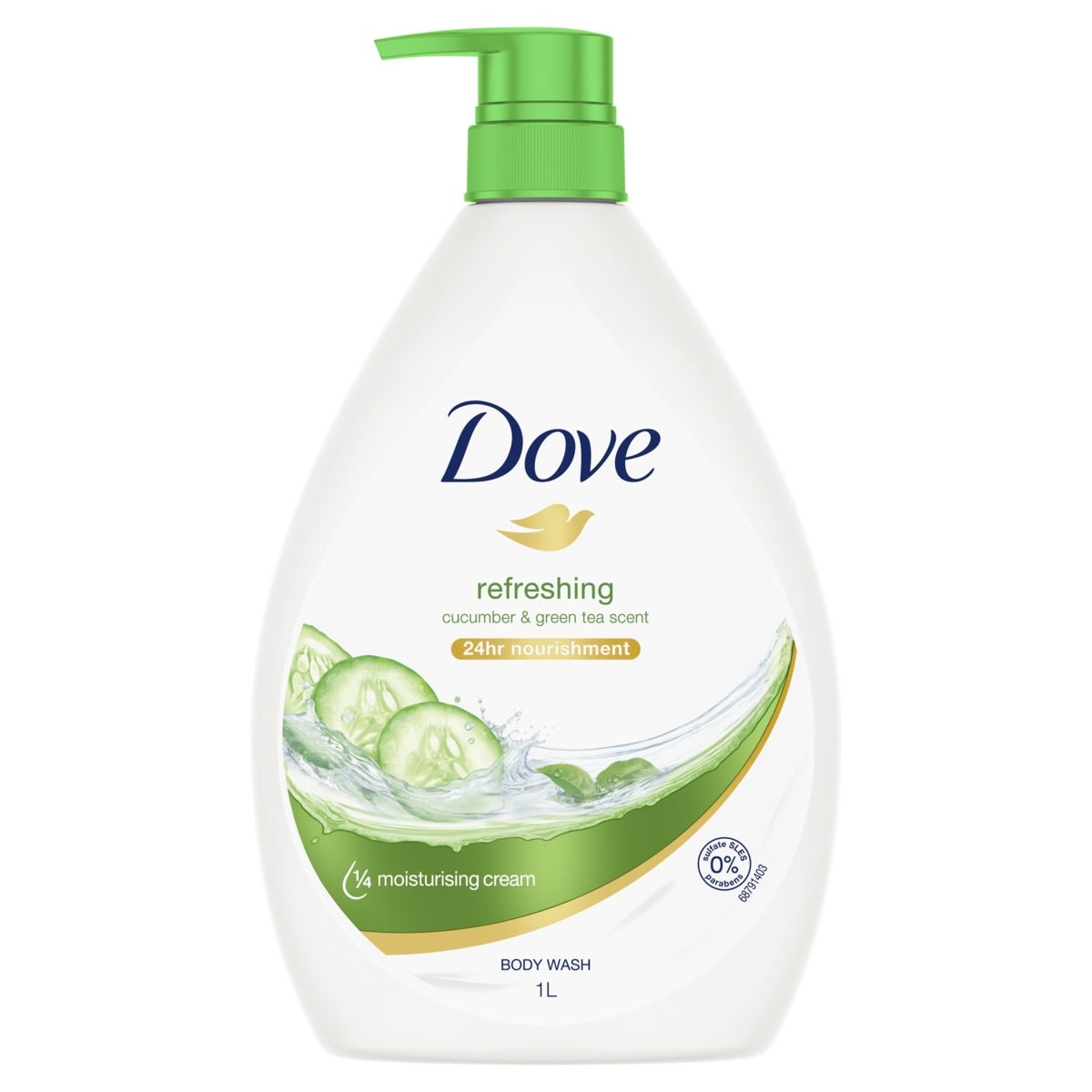 Dove Refreshing & Nourishing Body Wash 1L Cucumber & Green Tea Kmart