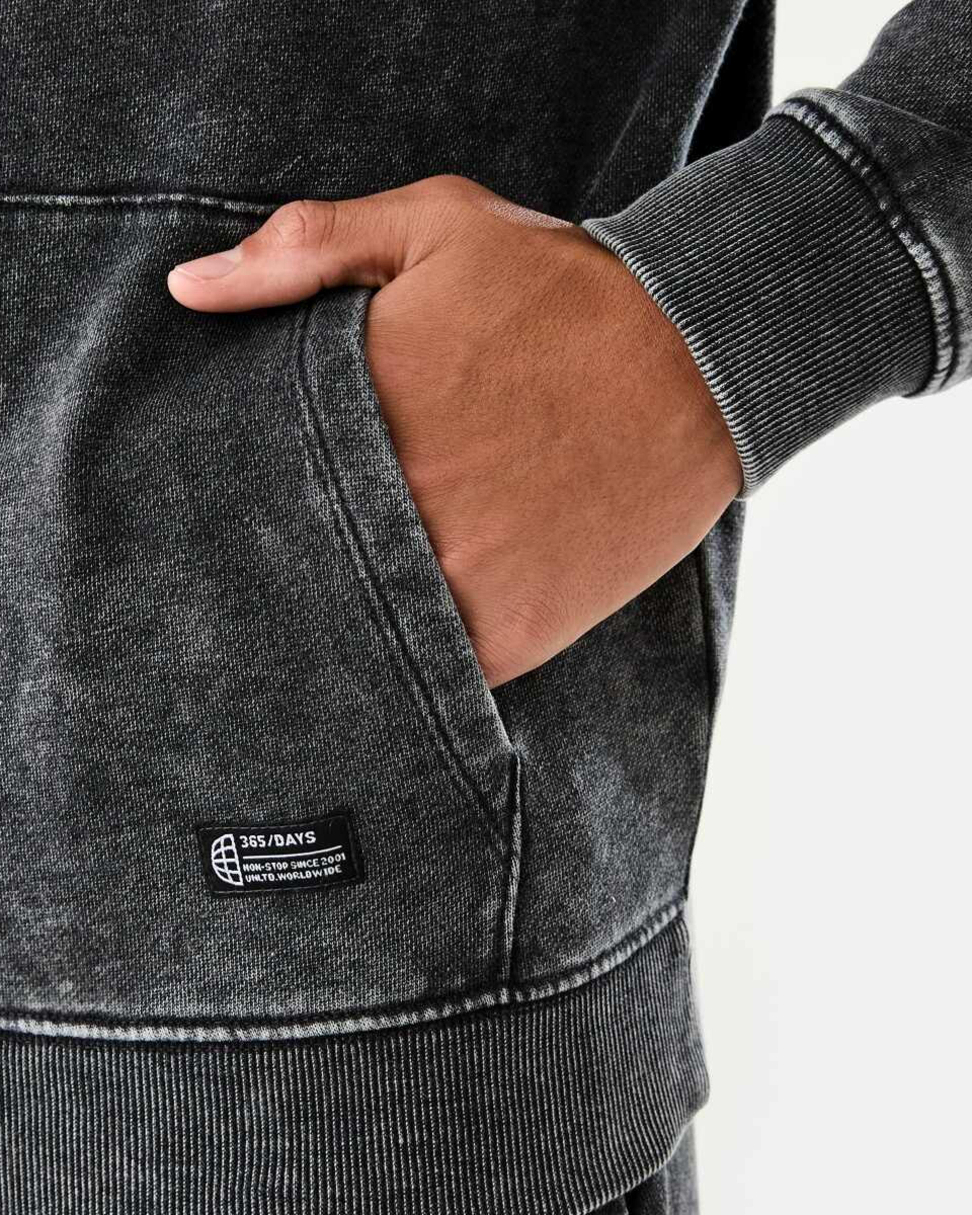 5 Oversized Washed Hoodie with Pocket Black, 5 of 10