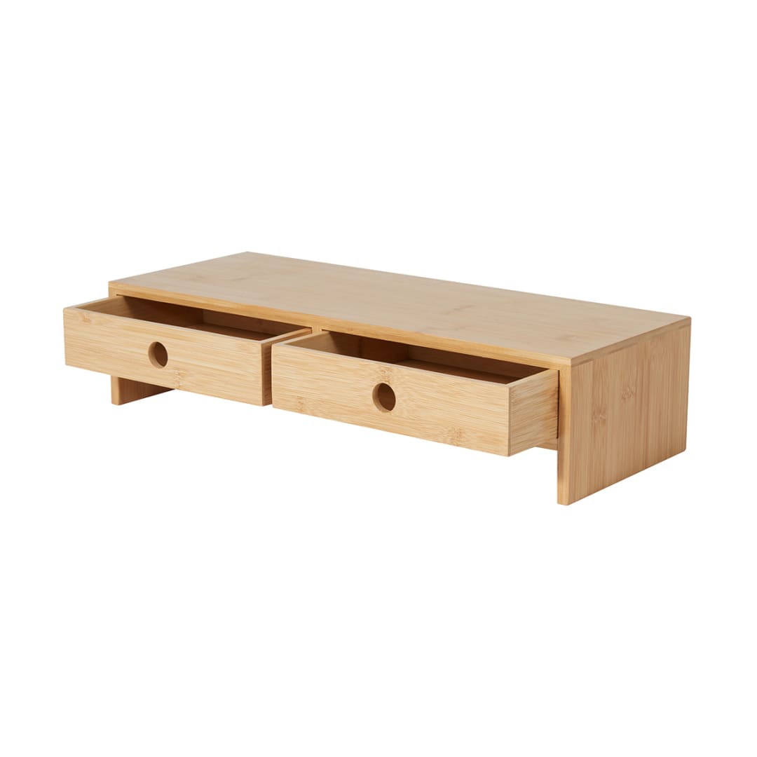 Bamboo Monitor Stand with Drawers Kmart