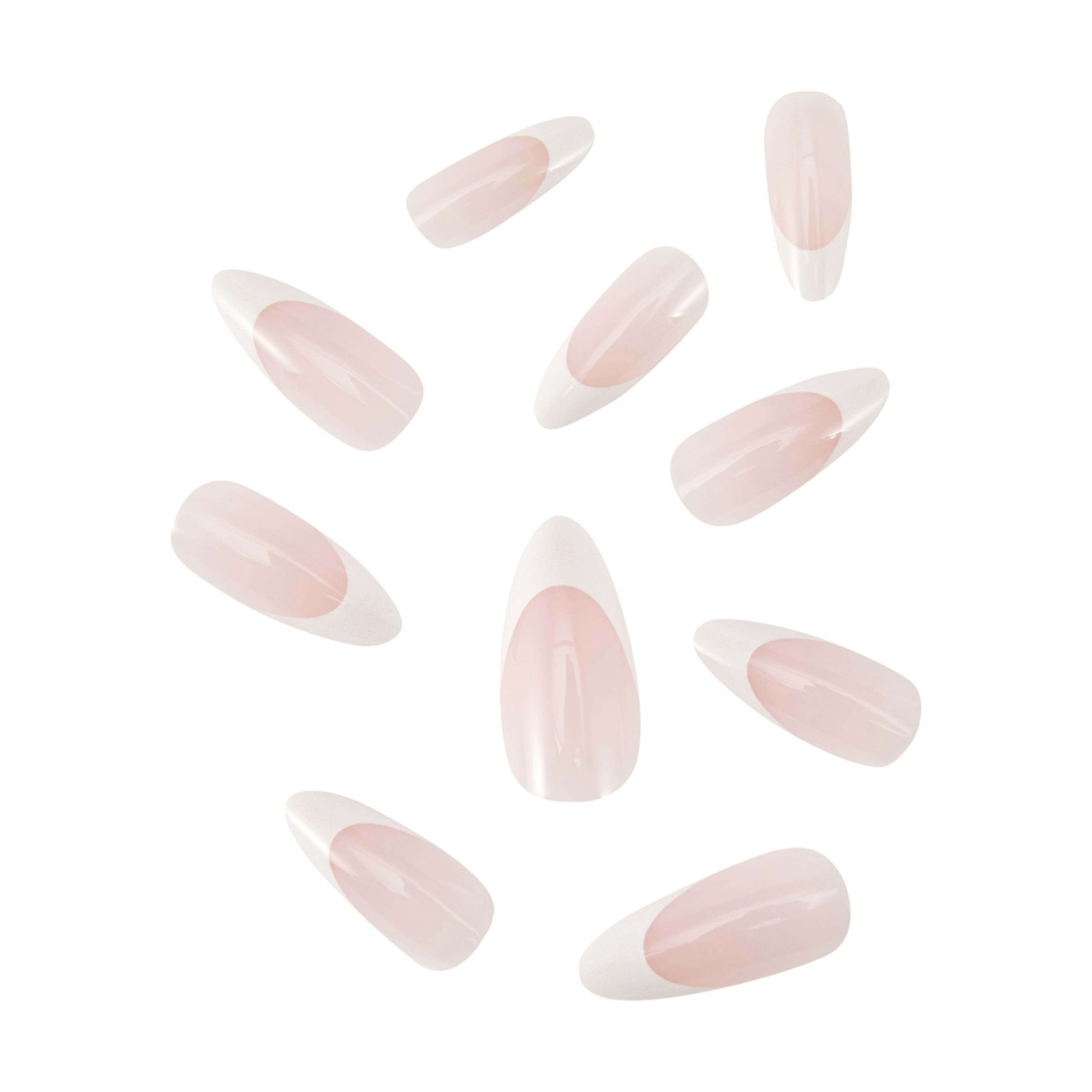 2 OXX Cosmetics 24 Pack Artificial Nails with Adhesive - Pointed Stiletto Shape, Pink French Tip, 2 of 4
