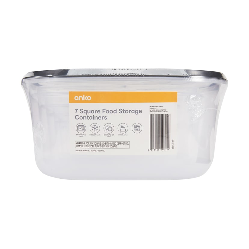 7 Pack Square Food Storage Containers Kmart